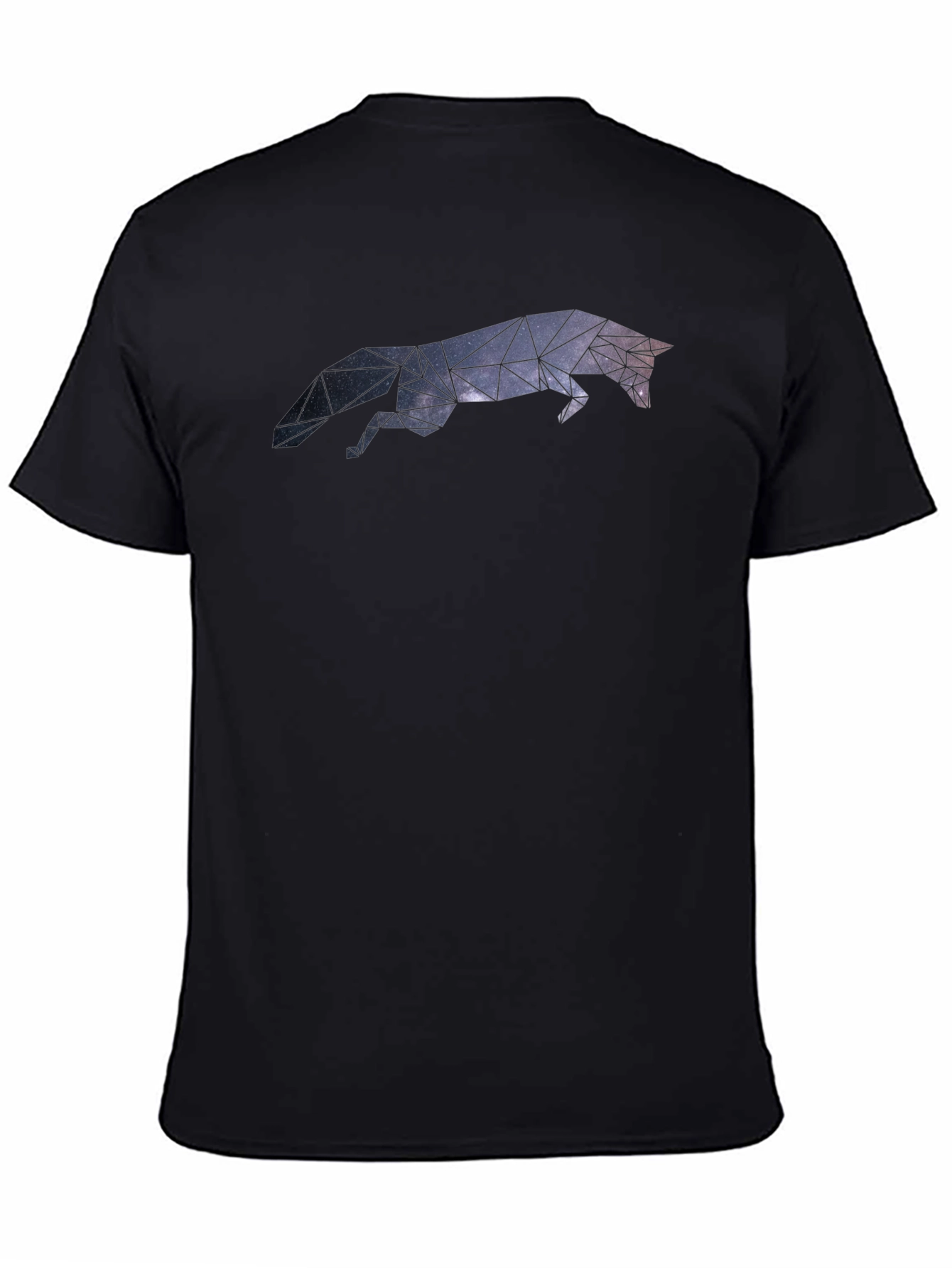 Black Geometric Galaxy Fox Black T-Shirt view 4