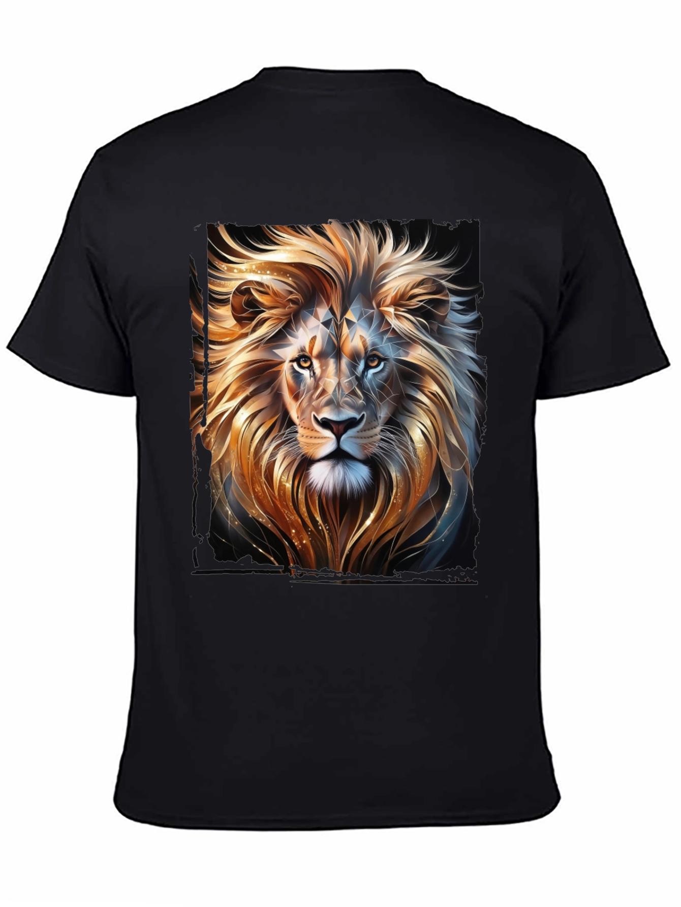 Black Lion Graphic T-Shirt - Black, Stylish Animal Print view 4
