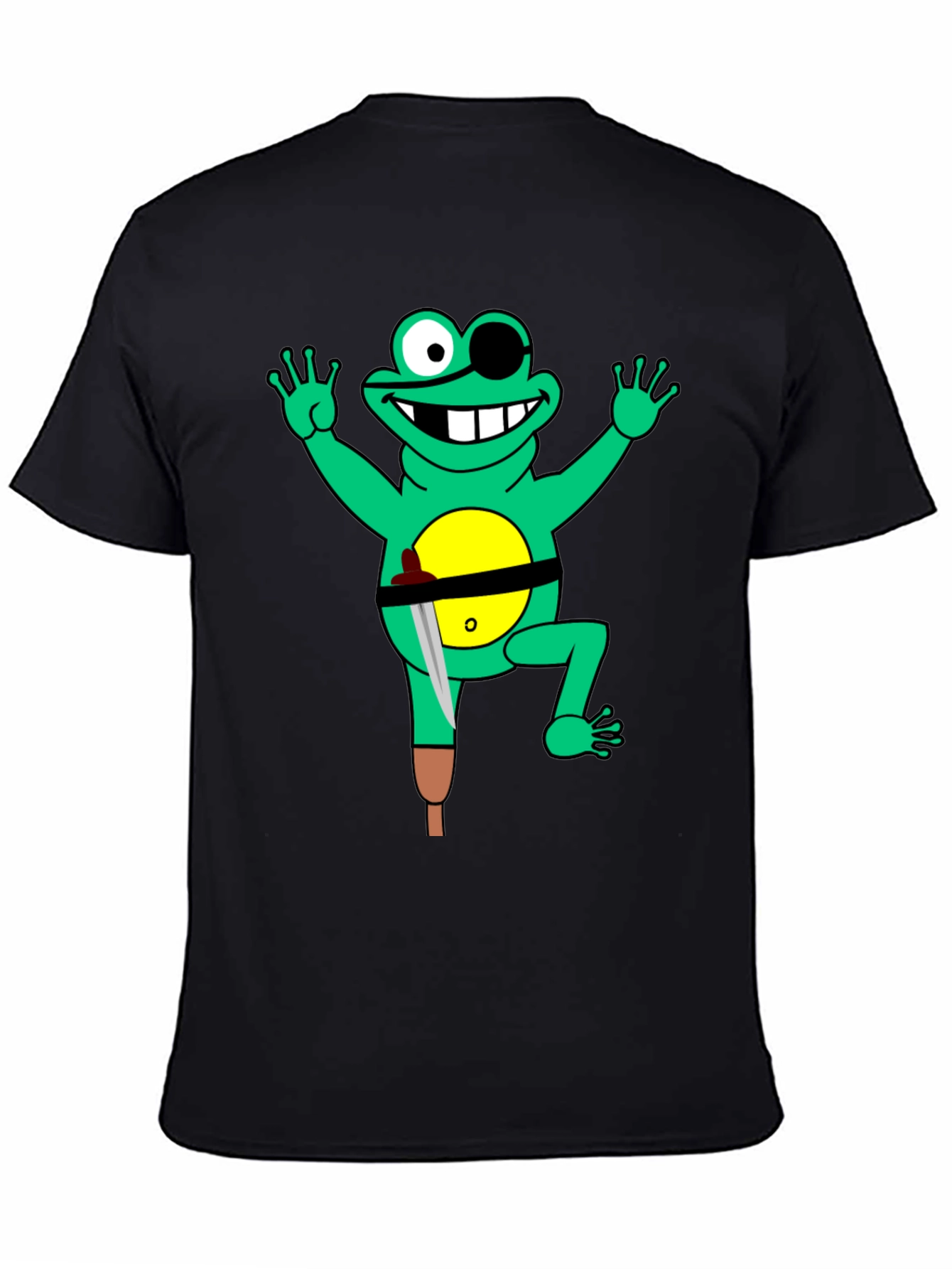Black Pirate Frog Graphic Tee - Black Cotton Shirt view 4