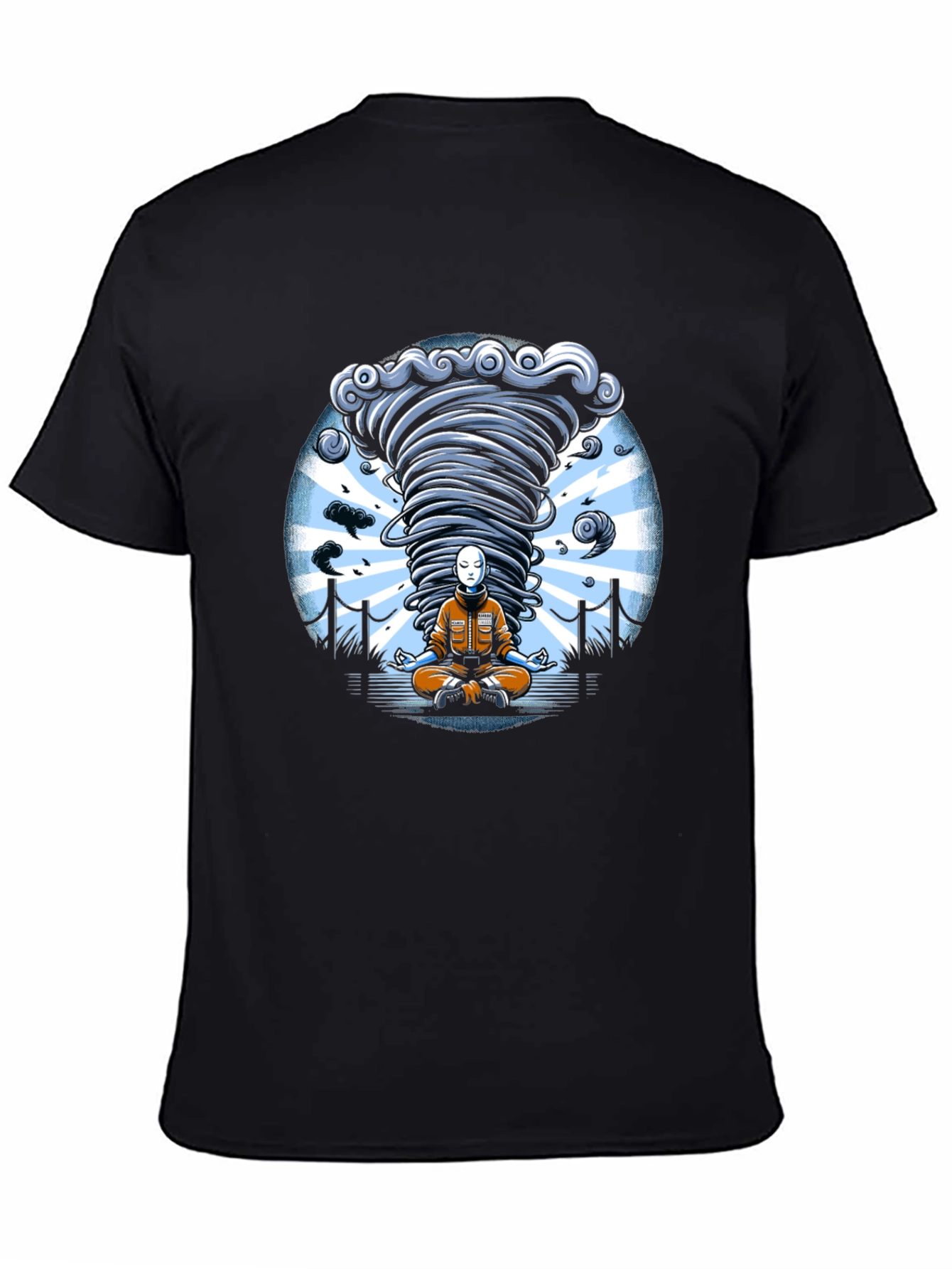 Black Zen Tornado Graphic Tee - Black Cotton T-Shirt view 4
