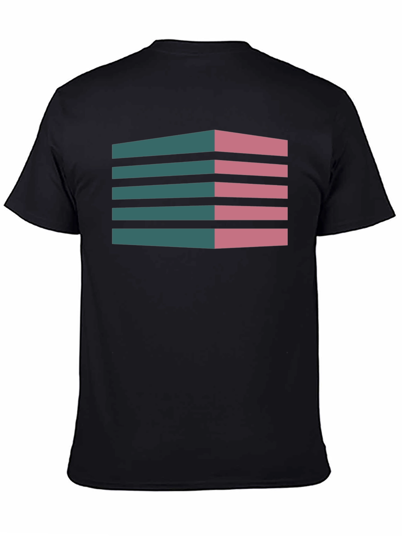Black Geometric 3D Stripes T-Shirt view 4