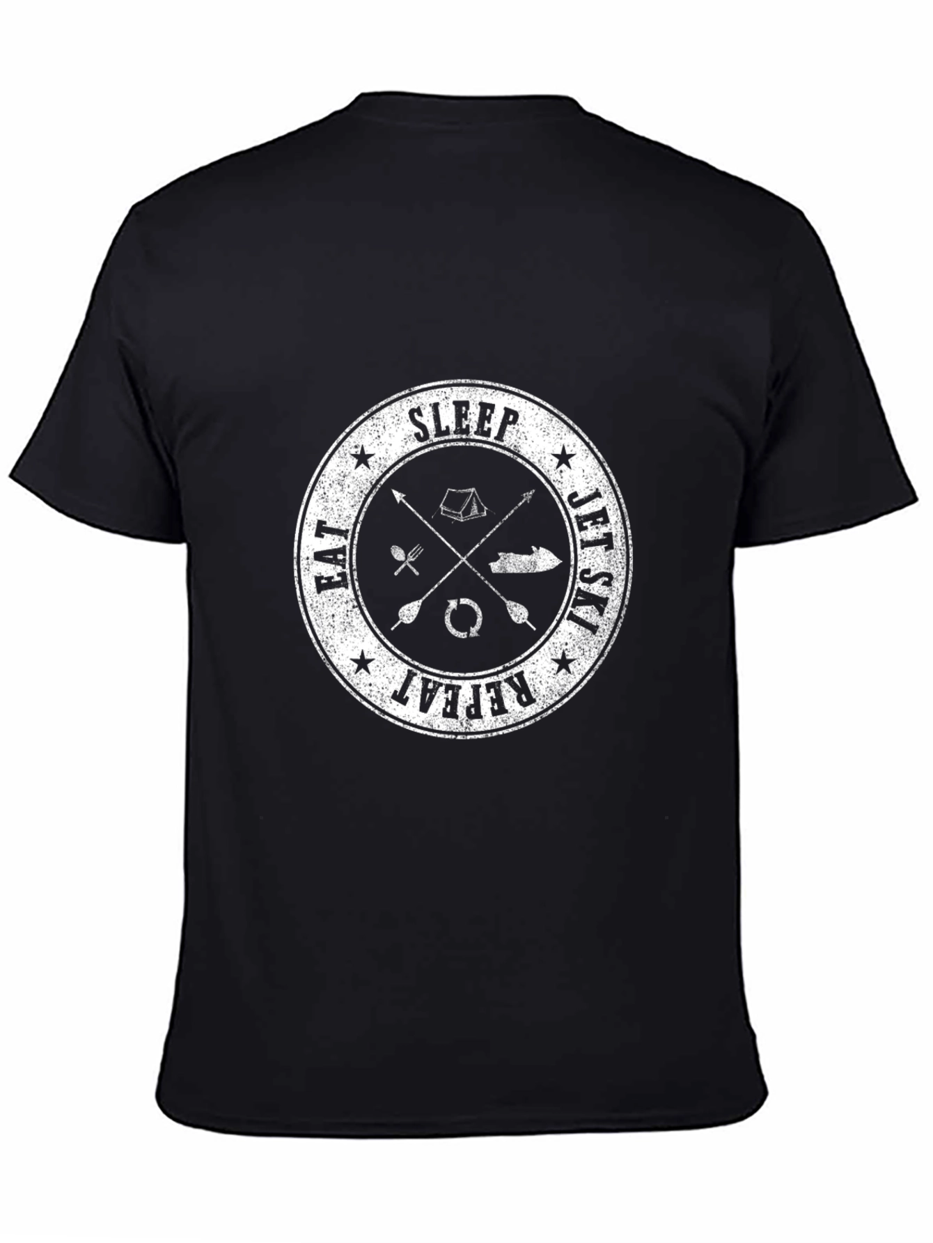 Black Eat Sleep Jet Ski Repeat Black T-Shirt view 4
