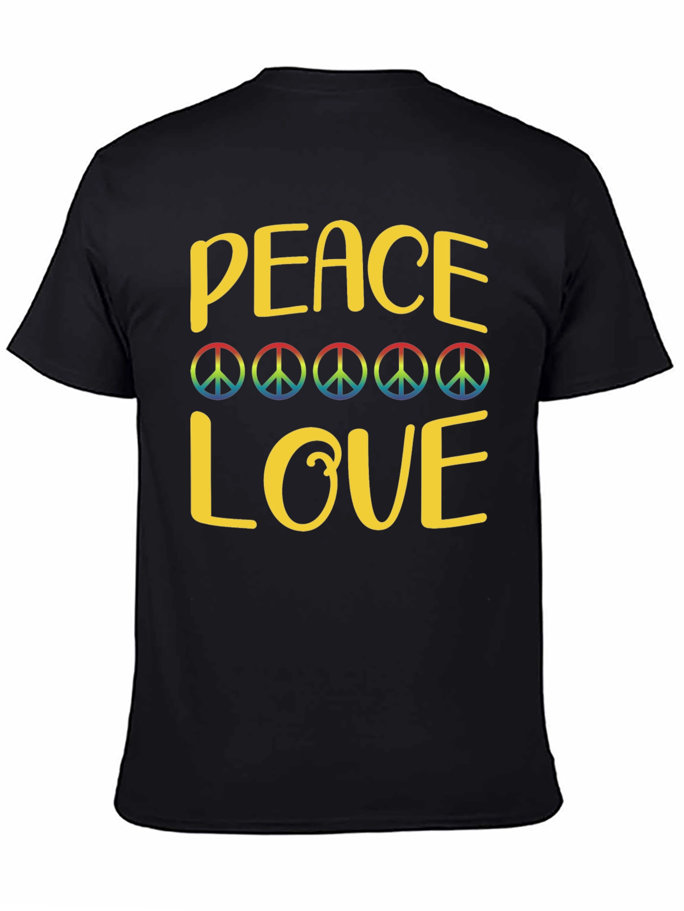 Black Peace and Love Graphic T-Shirt - Groovy Retro Design view 4