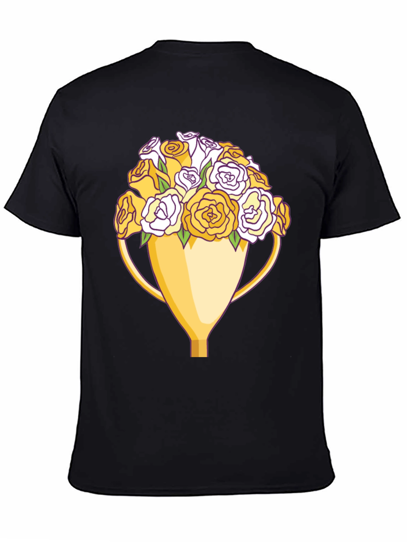 Black Floral Trophy Graphic Tee - Unique Design view 4