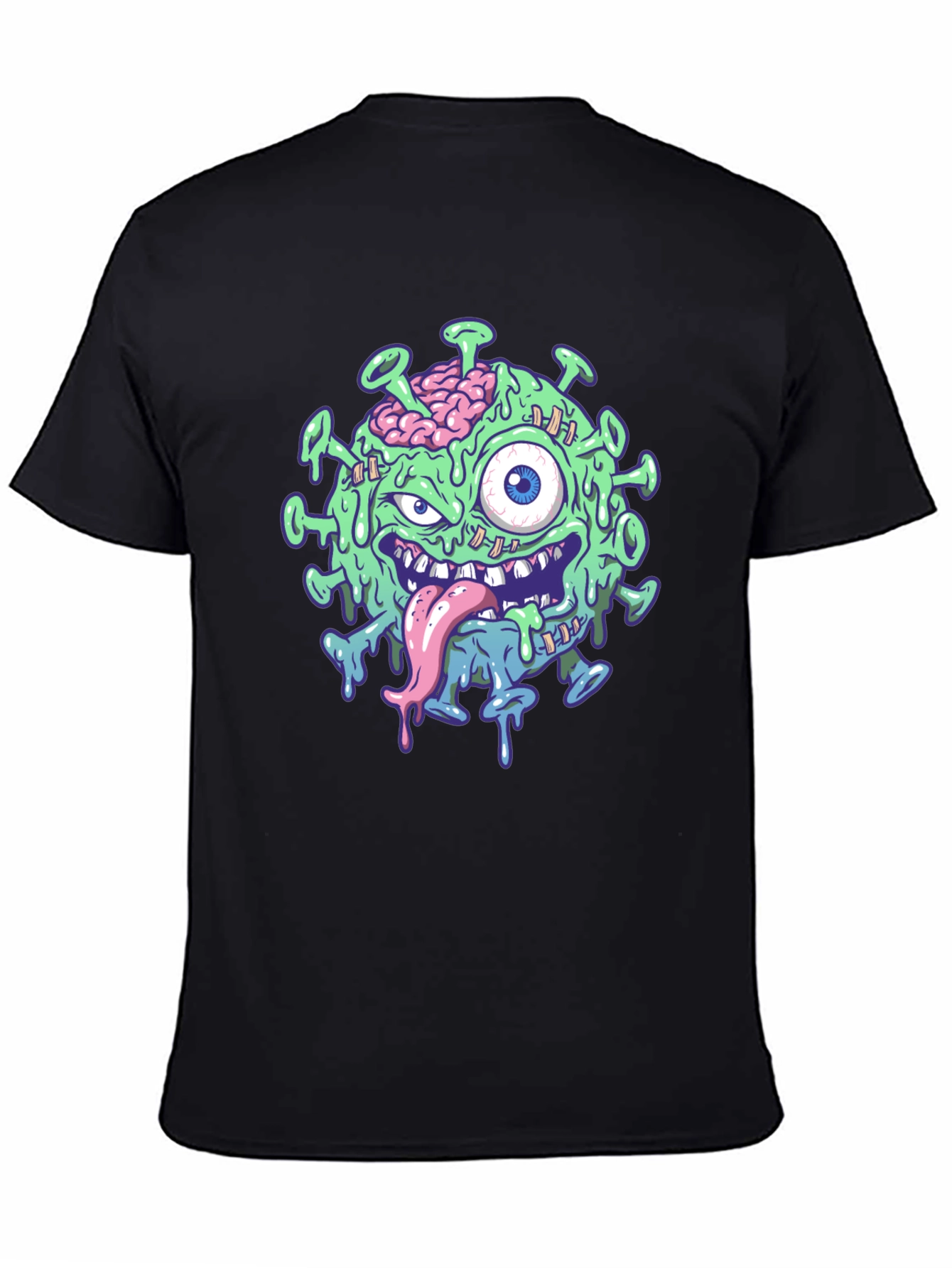 Black Zombie Virus Graphic T-Shirt - Black view 4