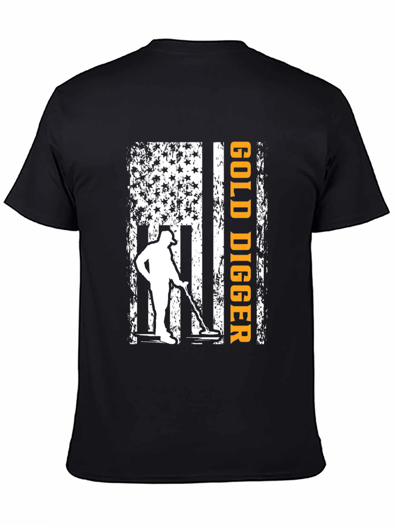 Black Gold Digger American Flag Graphic T-Shirt view 4