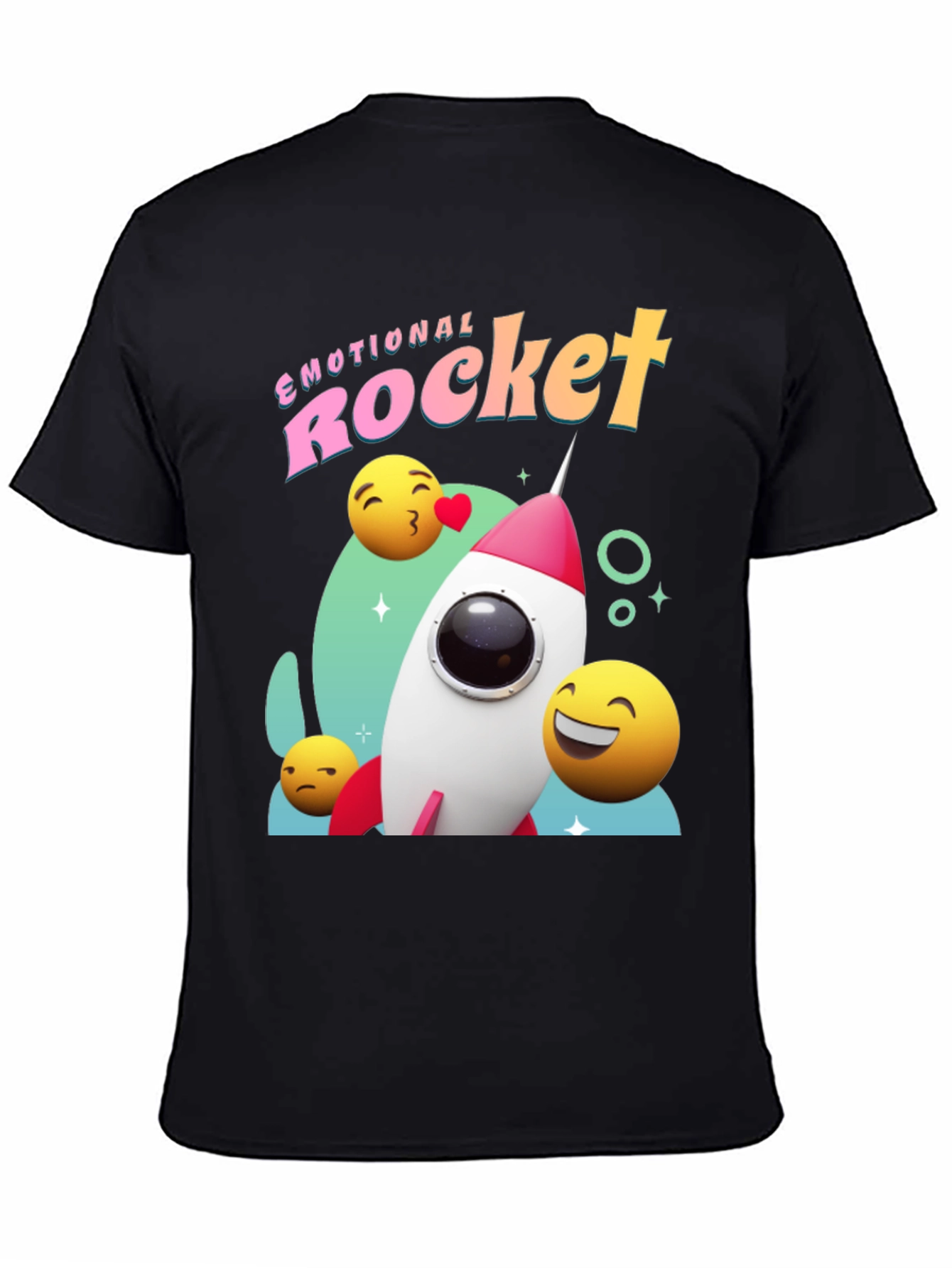 Black Emotional Rocket Graphic T-Shirt - Black view 4