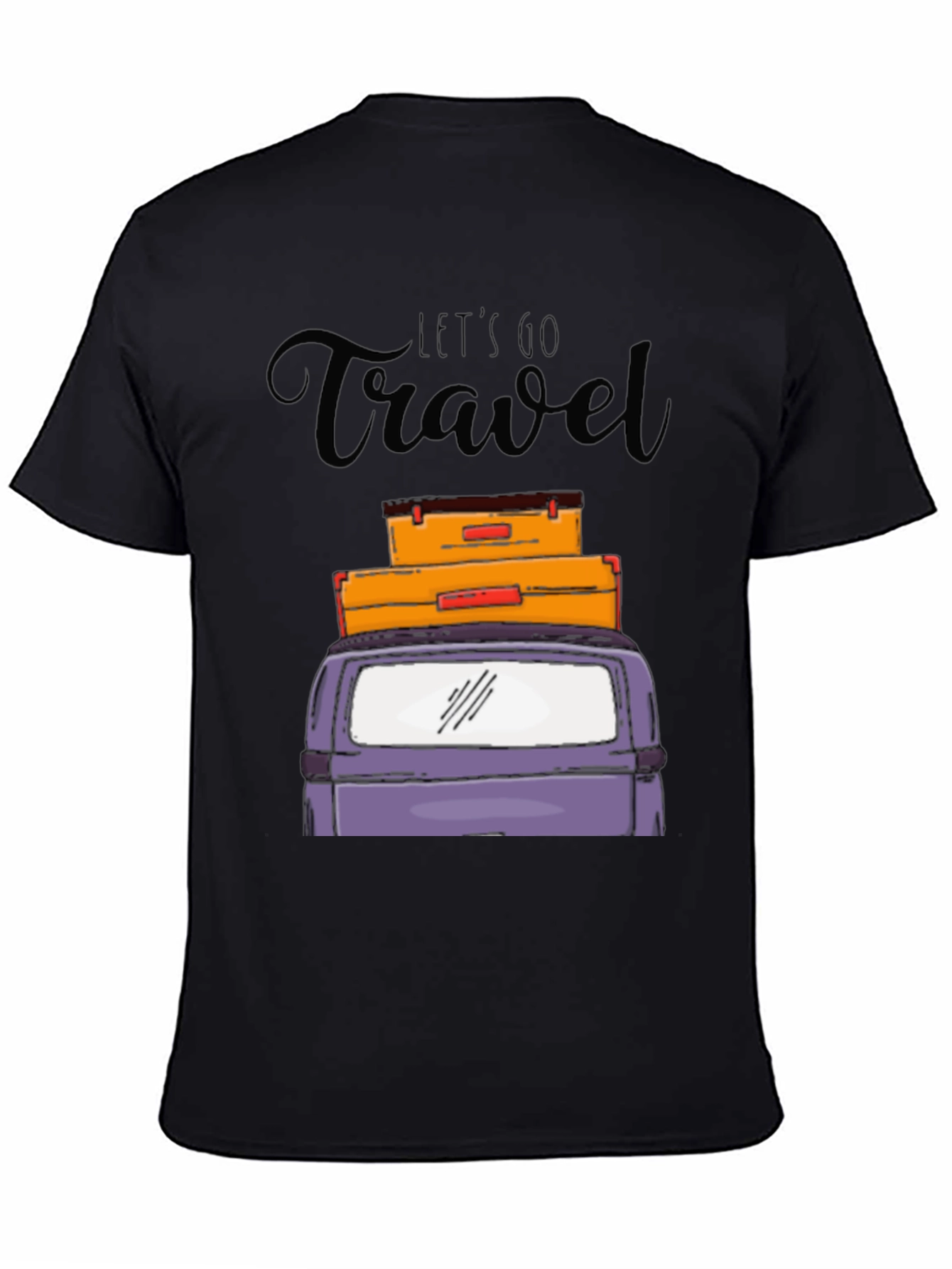Black Let's Go Travel Graphic T-Shirt view 4
