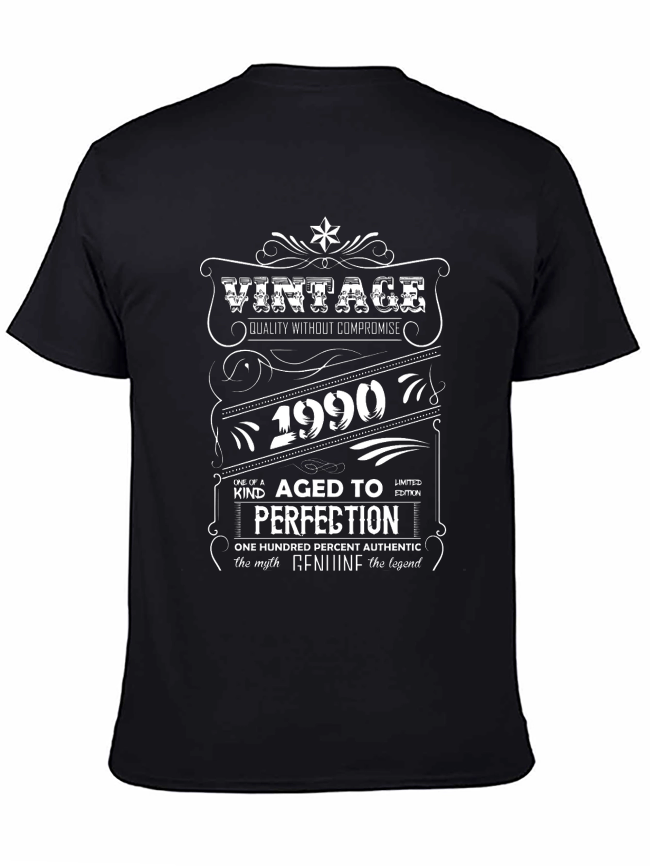 Black Vintage 1990 Aged To Perfection Graphic T-Shirt view 4