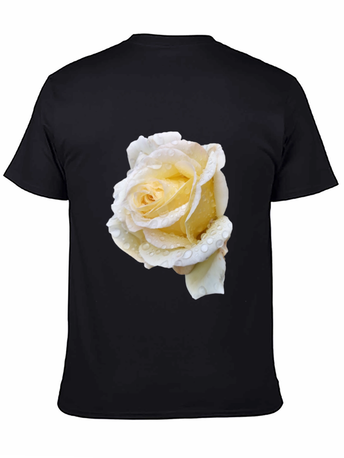 Black Black Tee with White Rose view 4