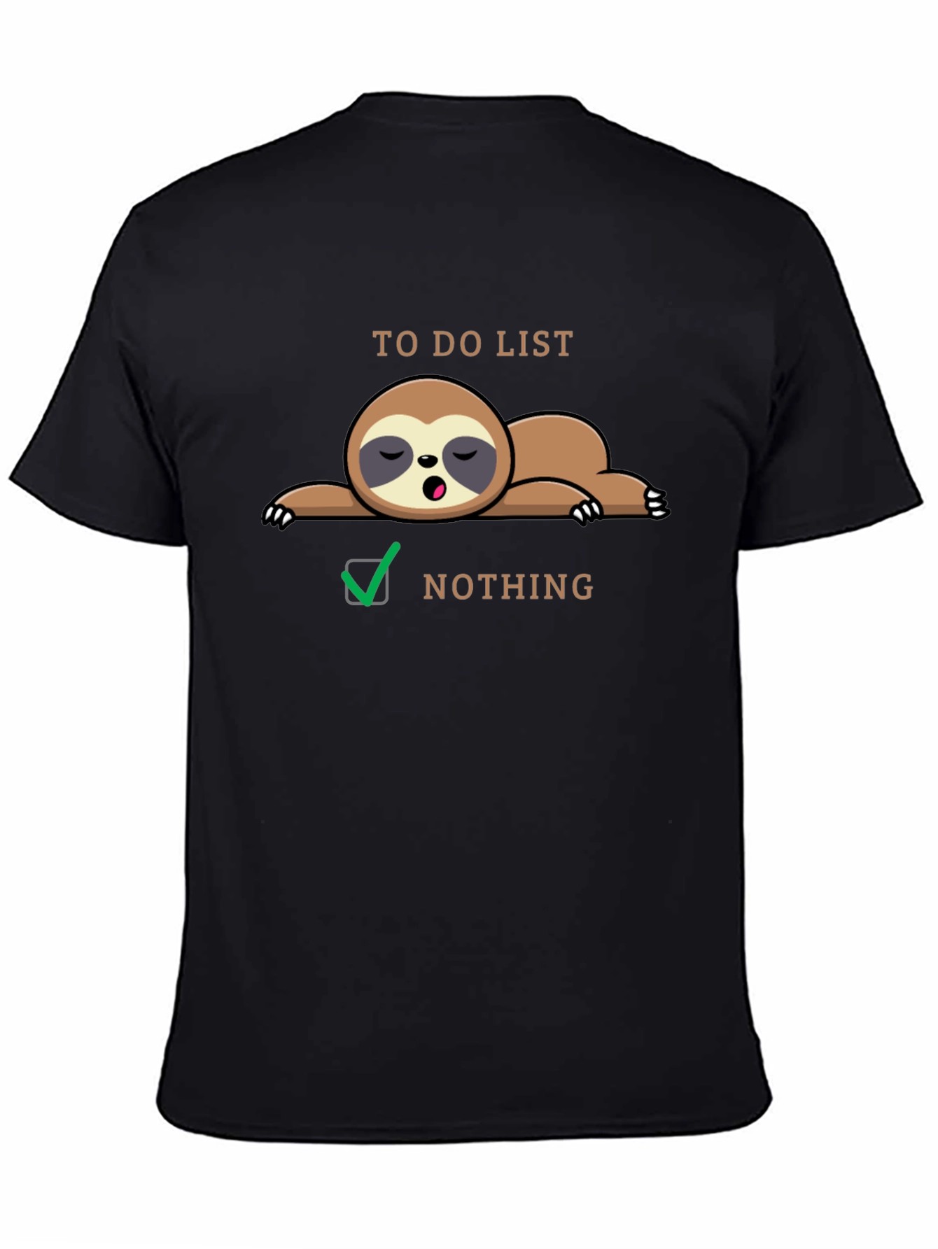 Black Lazy Sloth To-Do List Funny Graphic Tee view 4