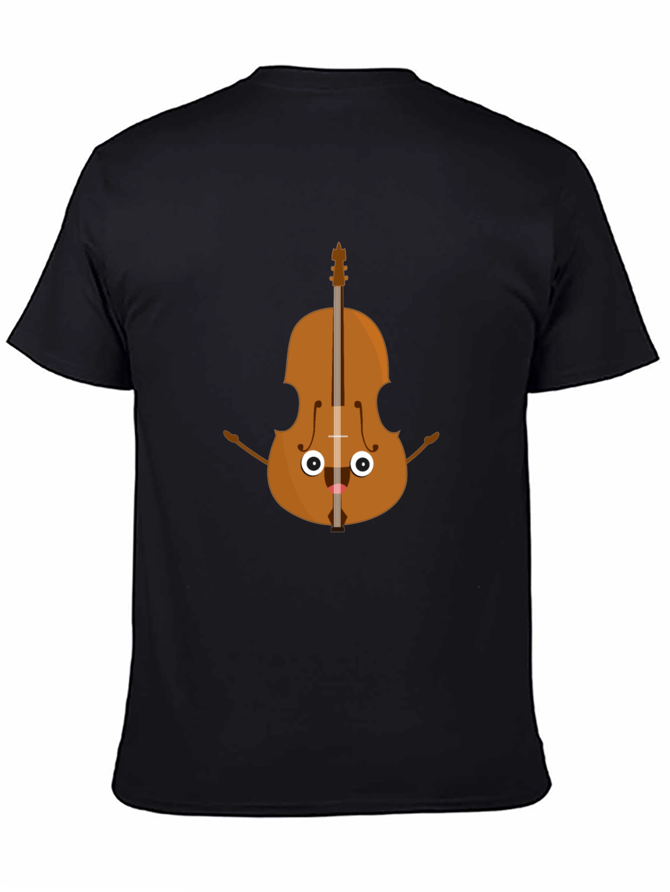 Black Funny Cartoon Cello Musician Graphic Tee view 4