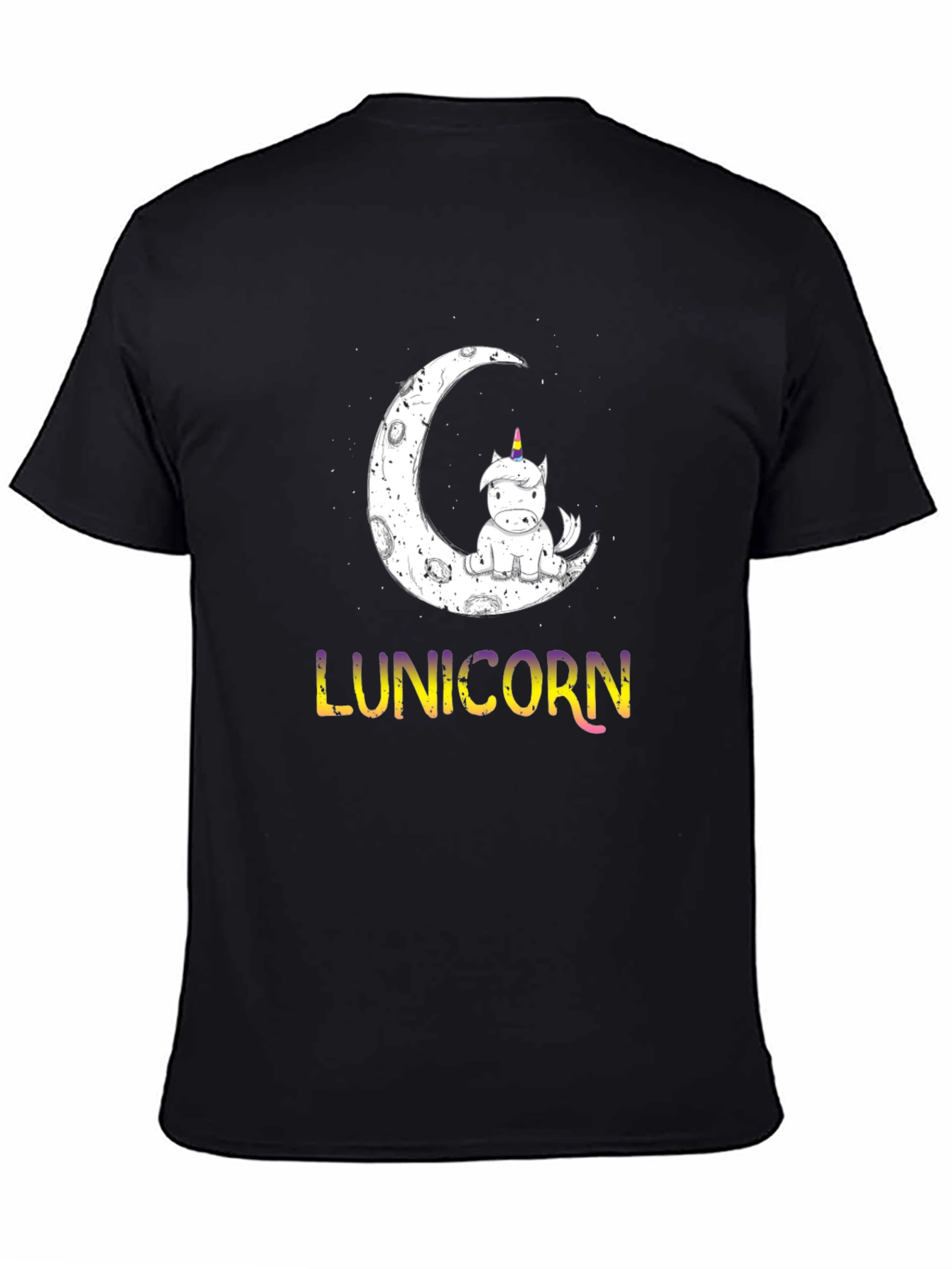 Black Lunicorn T-Shirt - Moon Unicorn Graphic Tee view 4