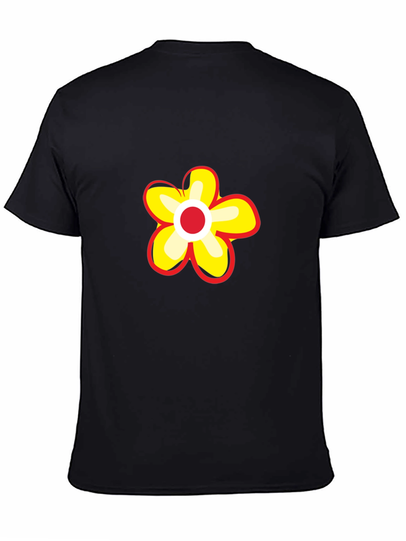 Black Black T-Shirt with Flower Graphic view 4