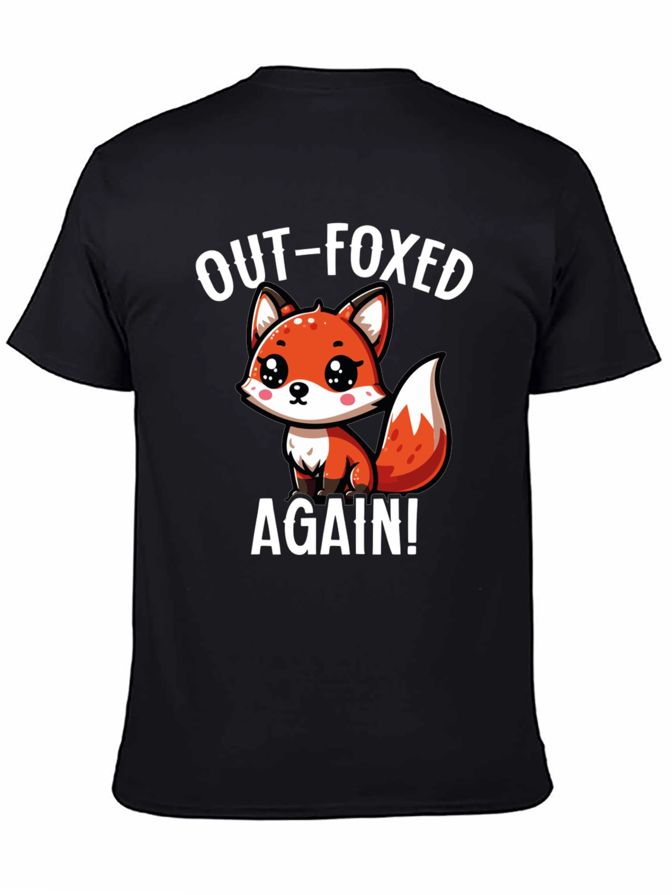 Black Out-Foxed Again! Cute Cartoon Fox Graphic T-Shirt view 4