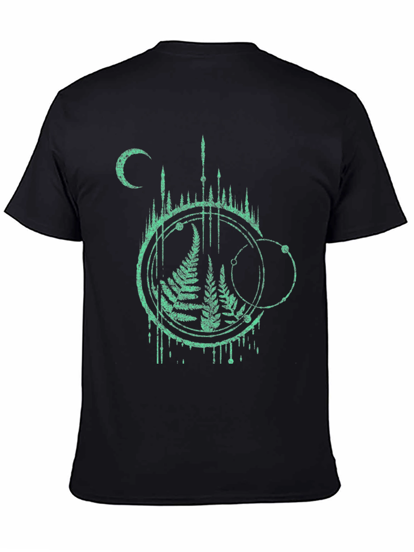Black Nature Graphic Tee - Fern and Moon Design view 4