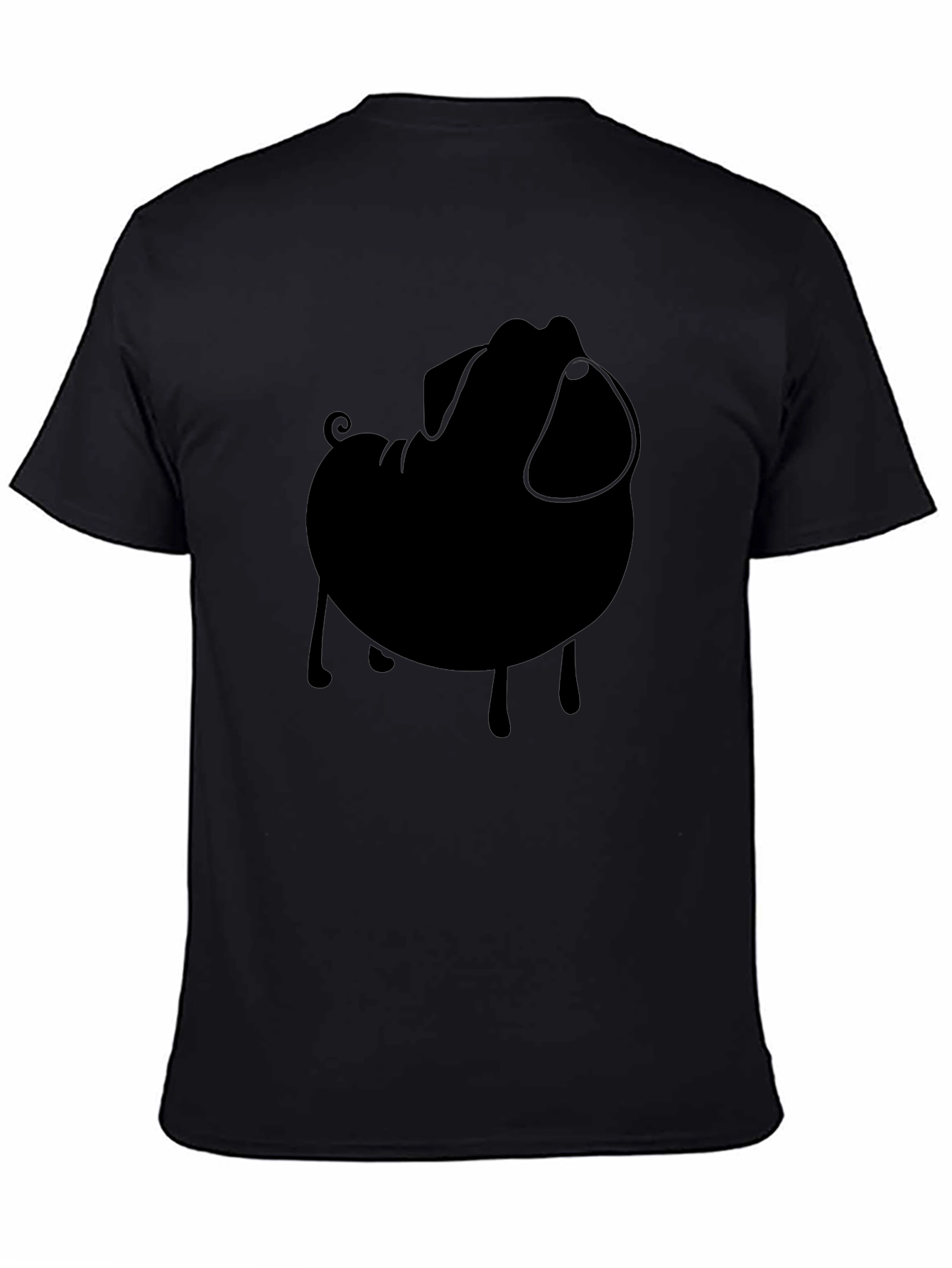 Black Black Pug Silhouette Tee - Modern Casual Style view 4