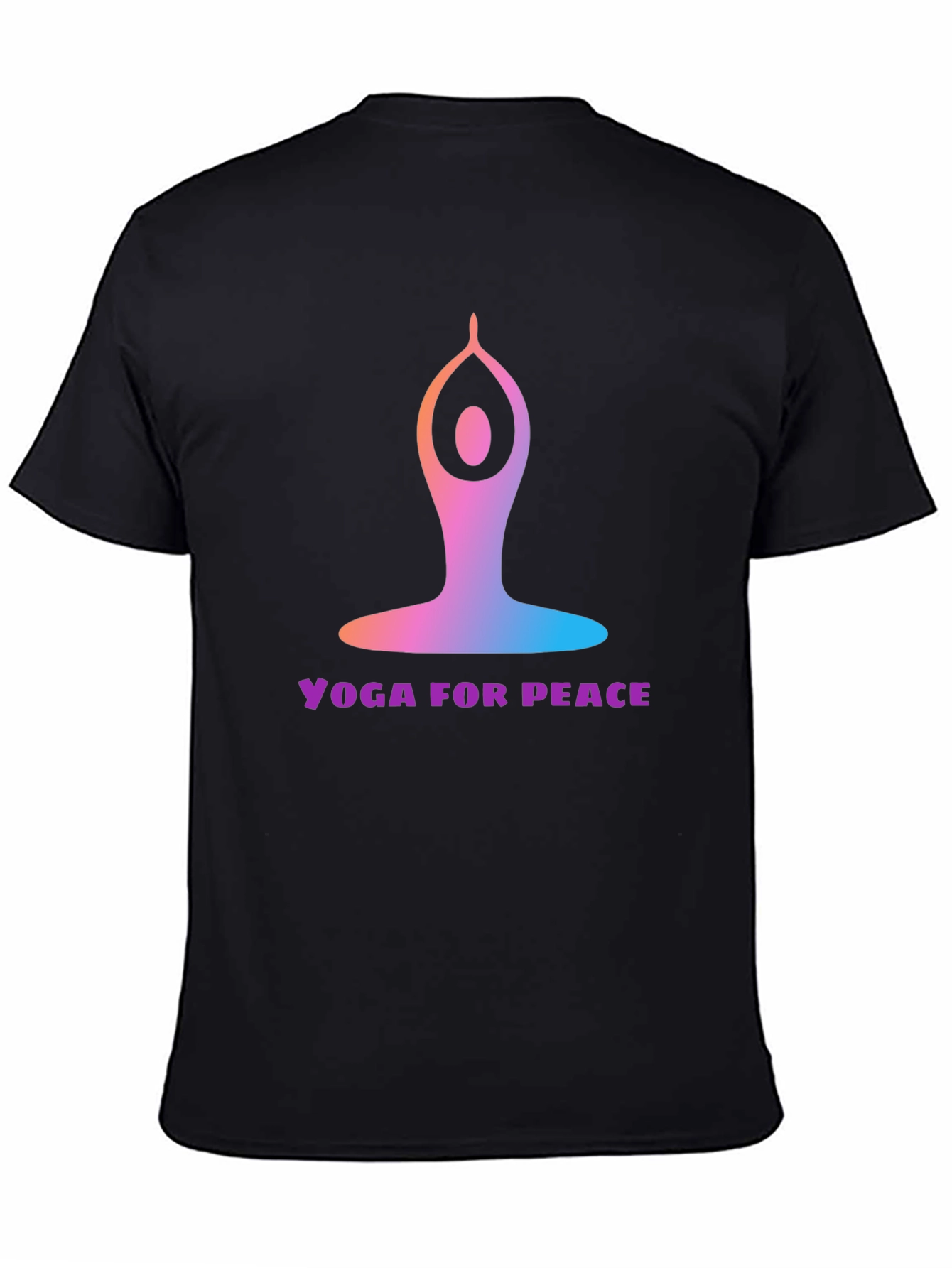 Black Yoga for Peace Graphic Tee - Black Cotton Blend view 4