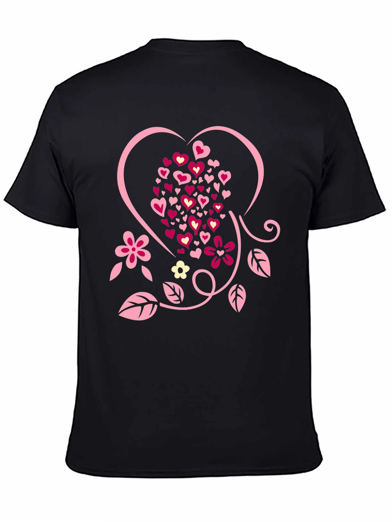 Black Heart & Floral Graphic Tee - Valentine's Day Shirt view 4
