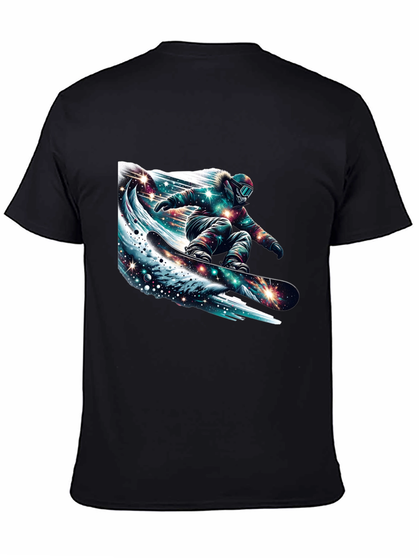 Black Galaxy Snowboarder Graphic Tee - Black view 4