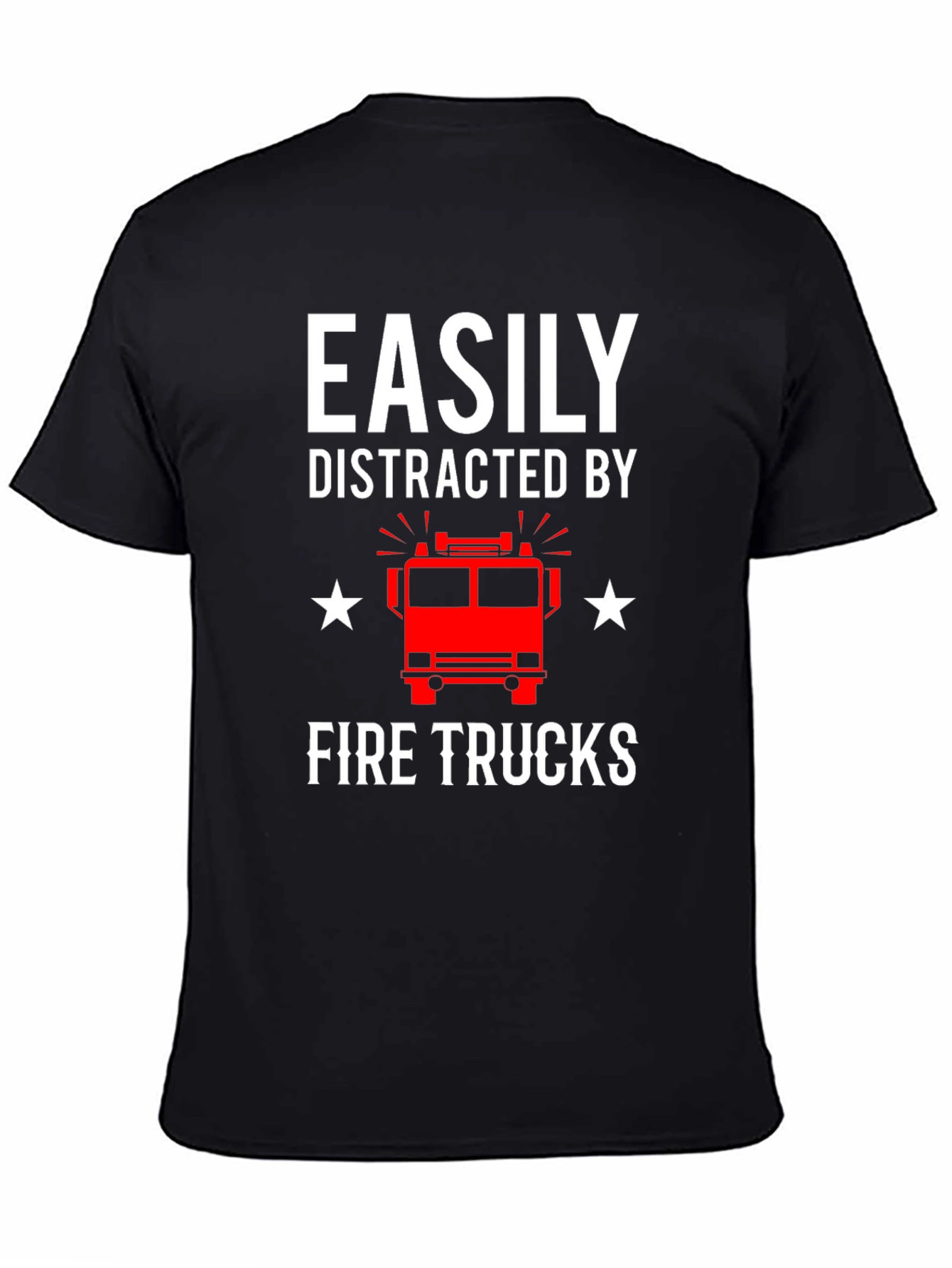 Black Easily Distracted By Fire Trucks Graphic Tee view 4