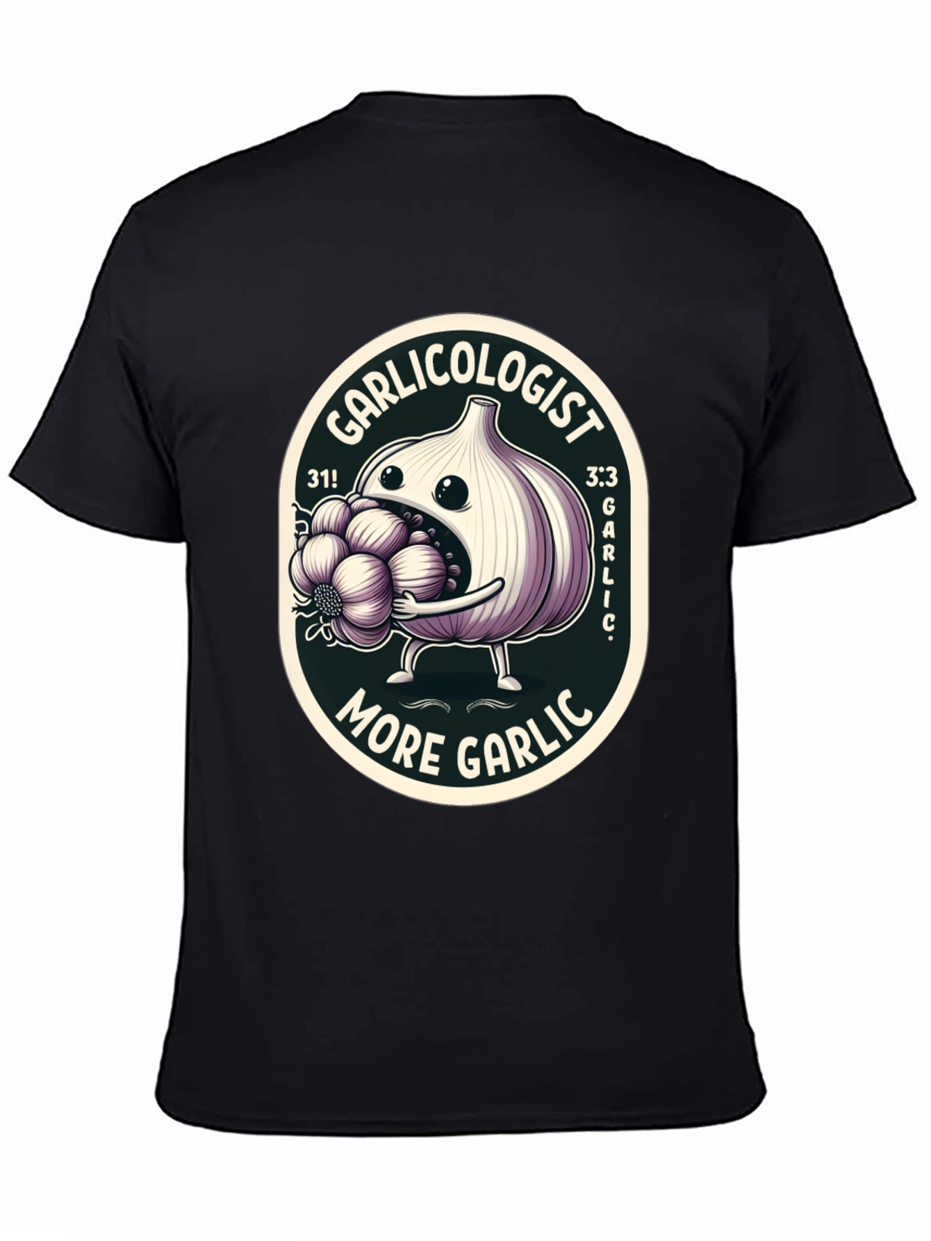Black Garlicologist Graphic T-Shirt - More Garlic! view 4