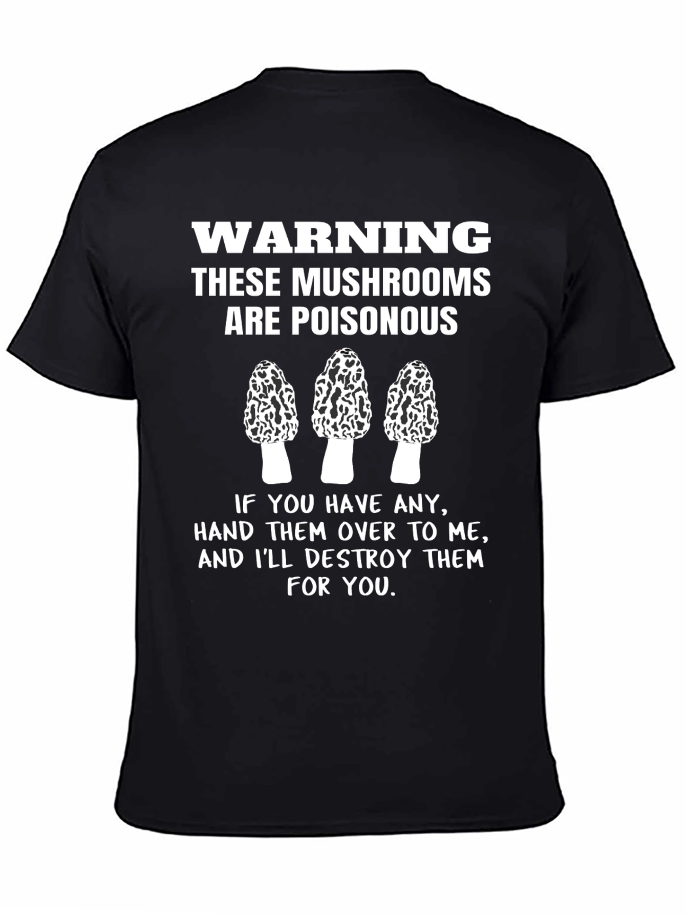 Black Warning Poisonous Mushroom T-Shirt view 4