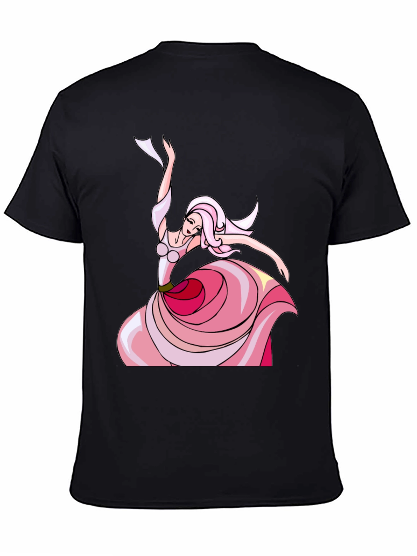 Black Elegant Dancer Graphic Tee - Black Cotton view 4
