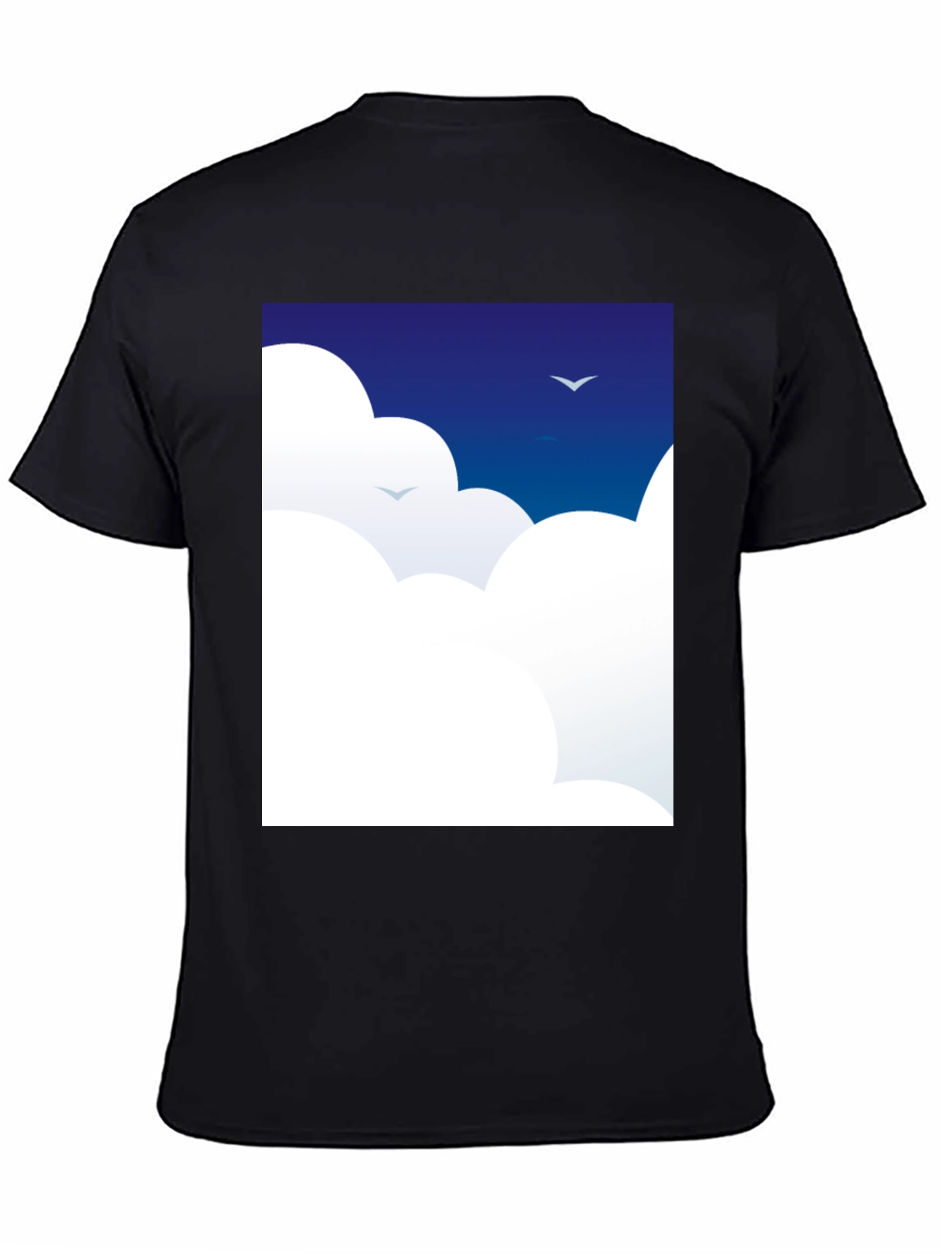 Black Dreamy Clouds T-Shirt - Sky Blue Graphic Tee view 4