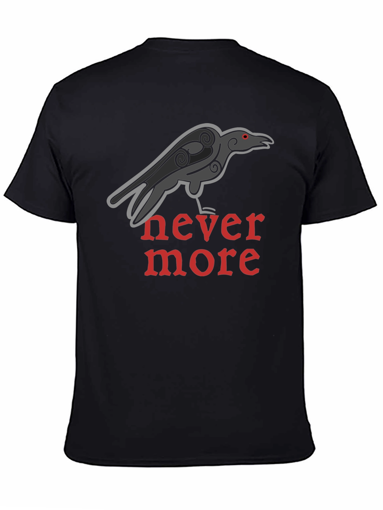 Black Raven Nevermore T-Shirt - Classic Gothic Design view 4