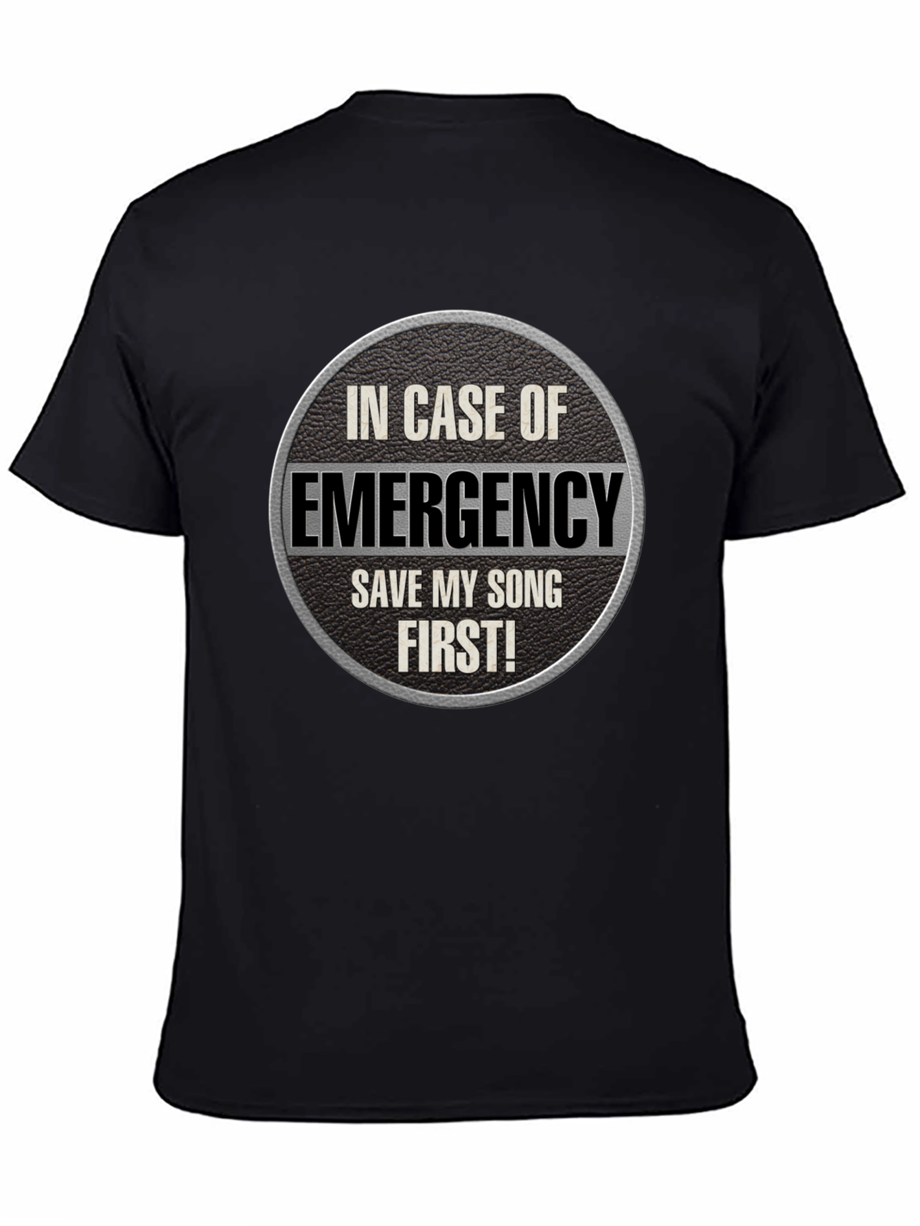 Black Emergency Save My Song First Graphic T-Shirt view 4