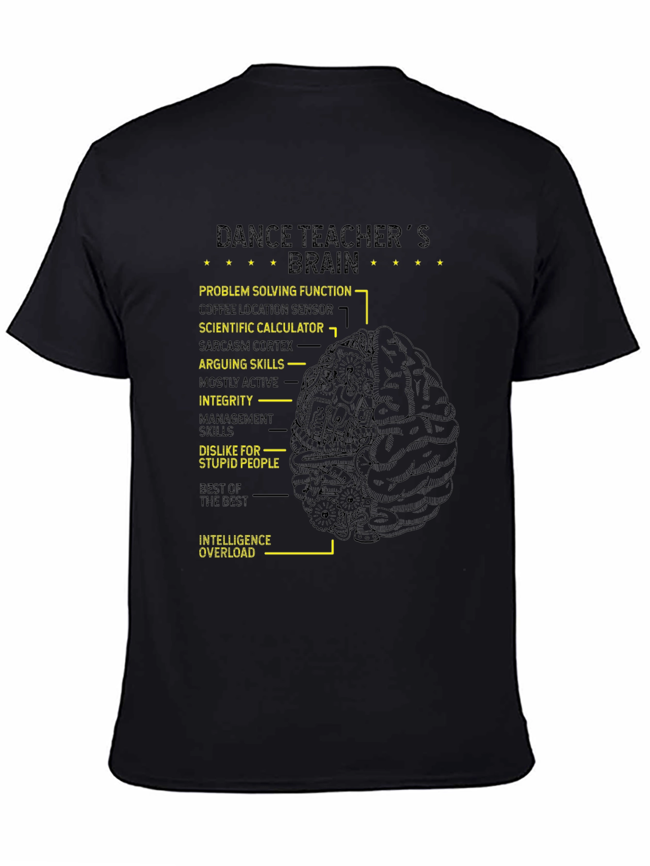 Black Dance Teacher's Brain T-Shirt view 4