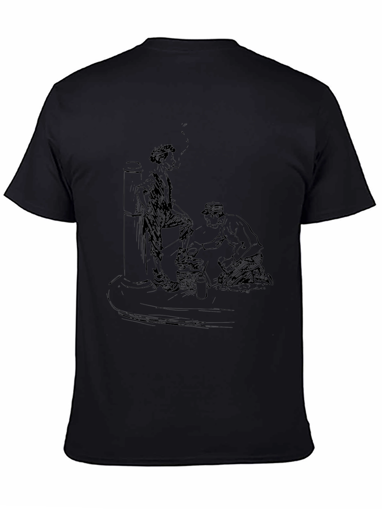 Black Retro Shoe Shine T-Shirt - Classic Black Tee view 4