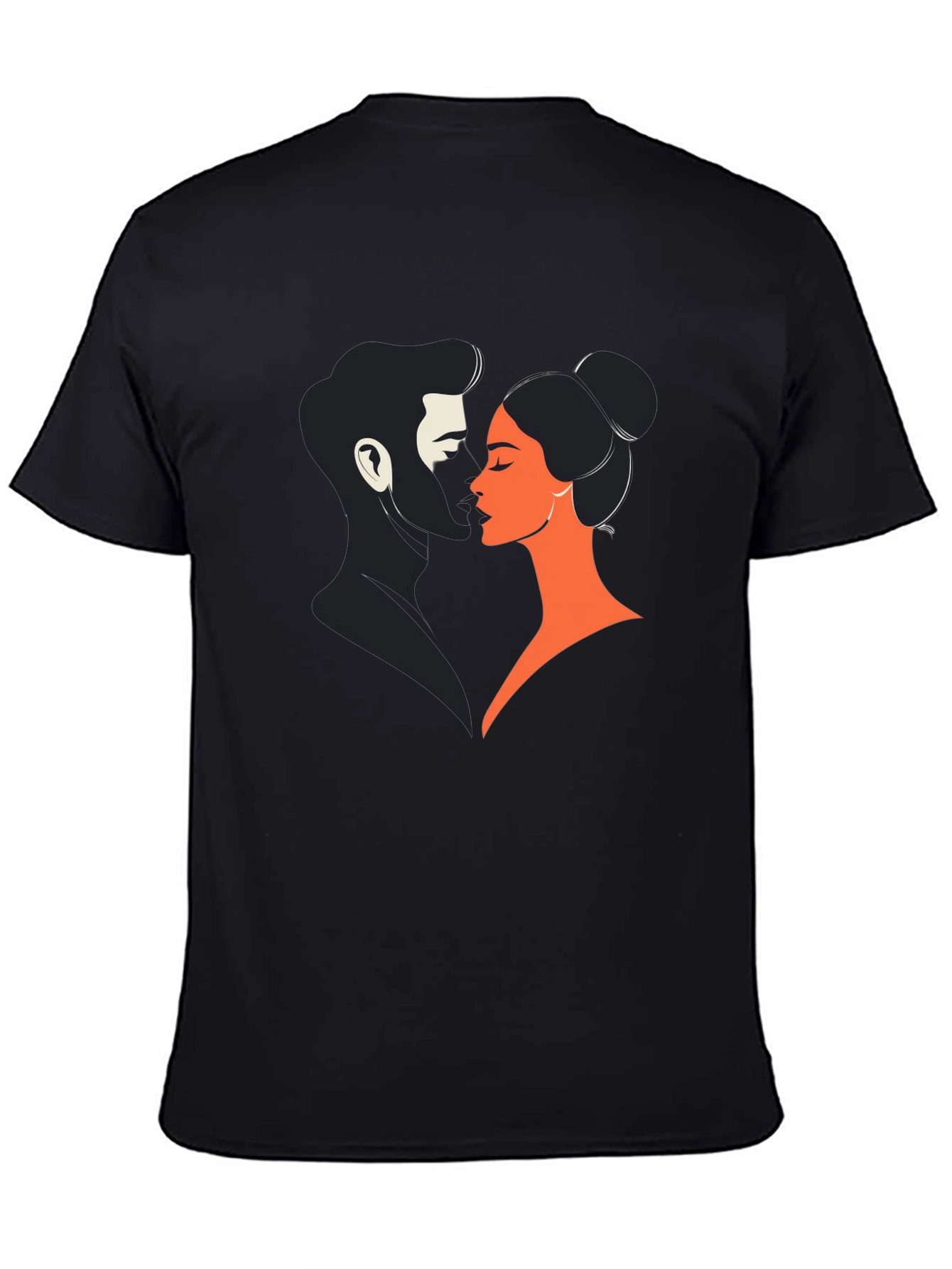 Black Romantic Couple Graphic Tee - Black view 4