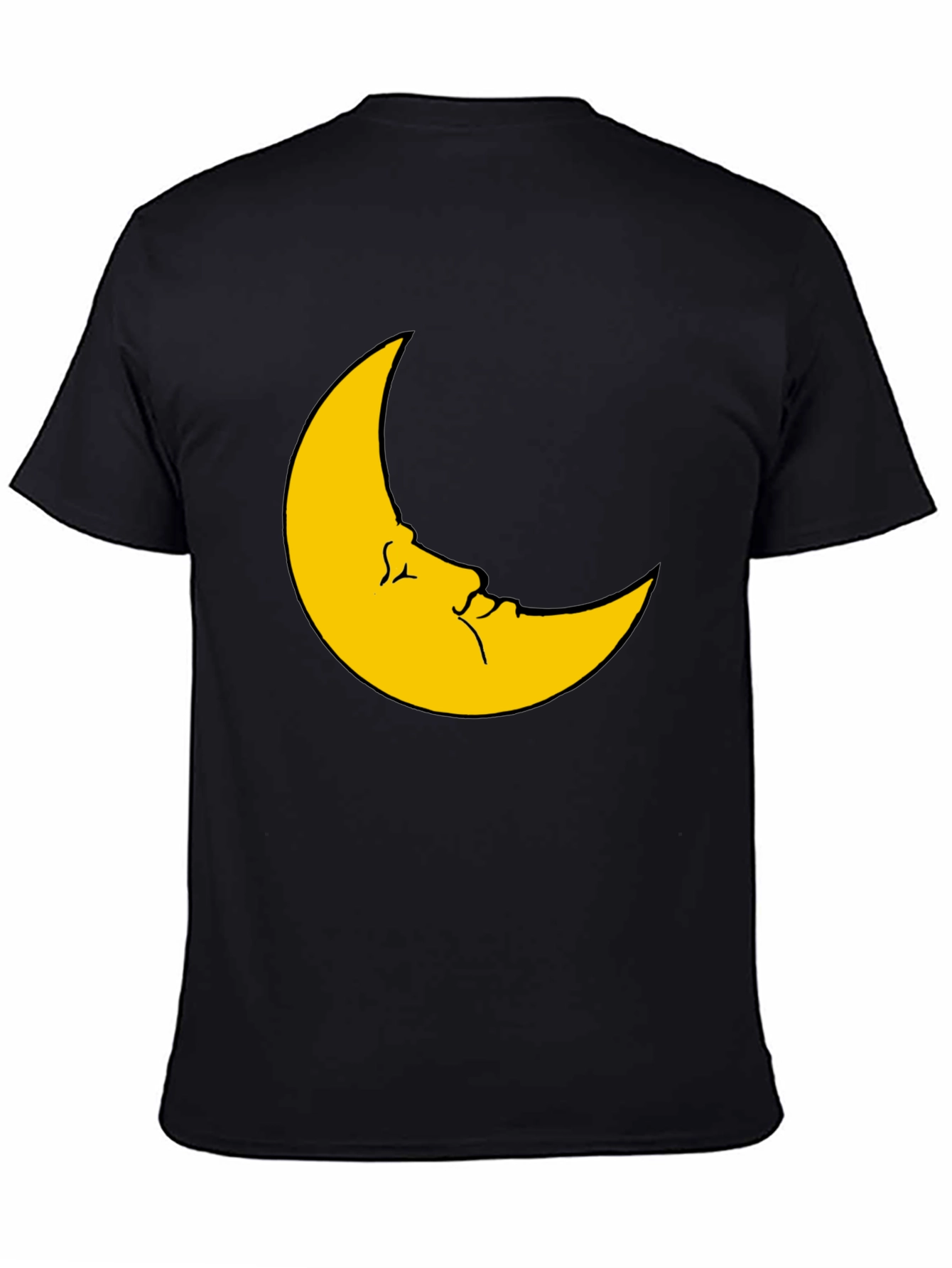 Black Moon Face Graphic Tee - Soft Black T-Shirt view 4
