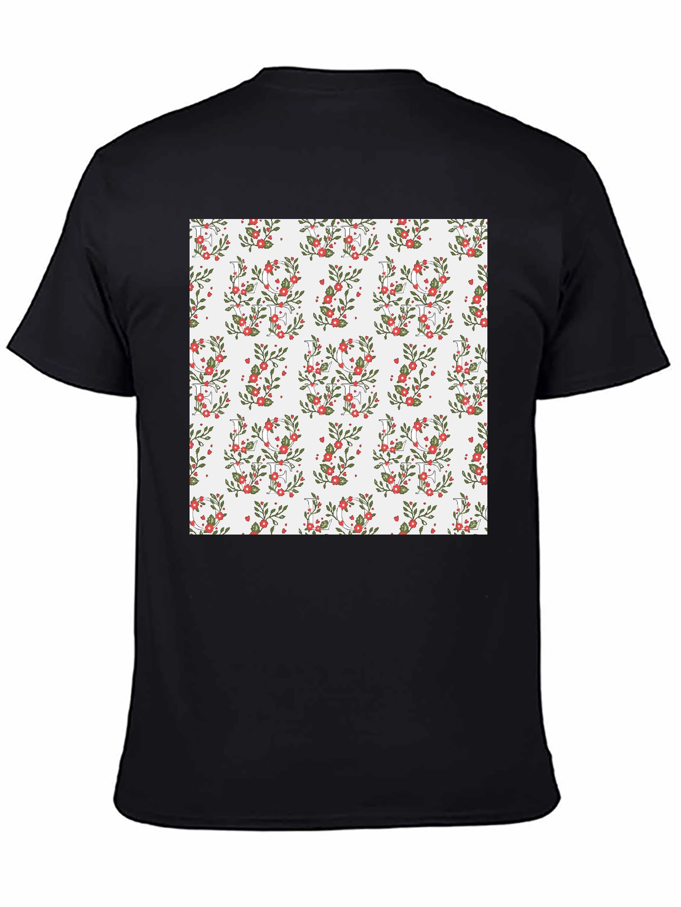 Black Floral Pattern T-Shirt: Stylish Men's Graphic Tee view 4