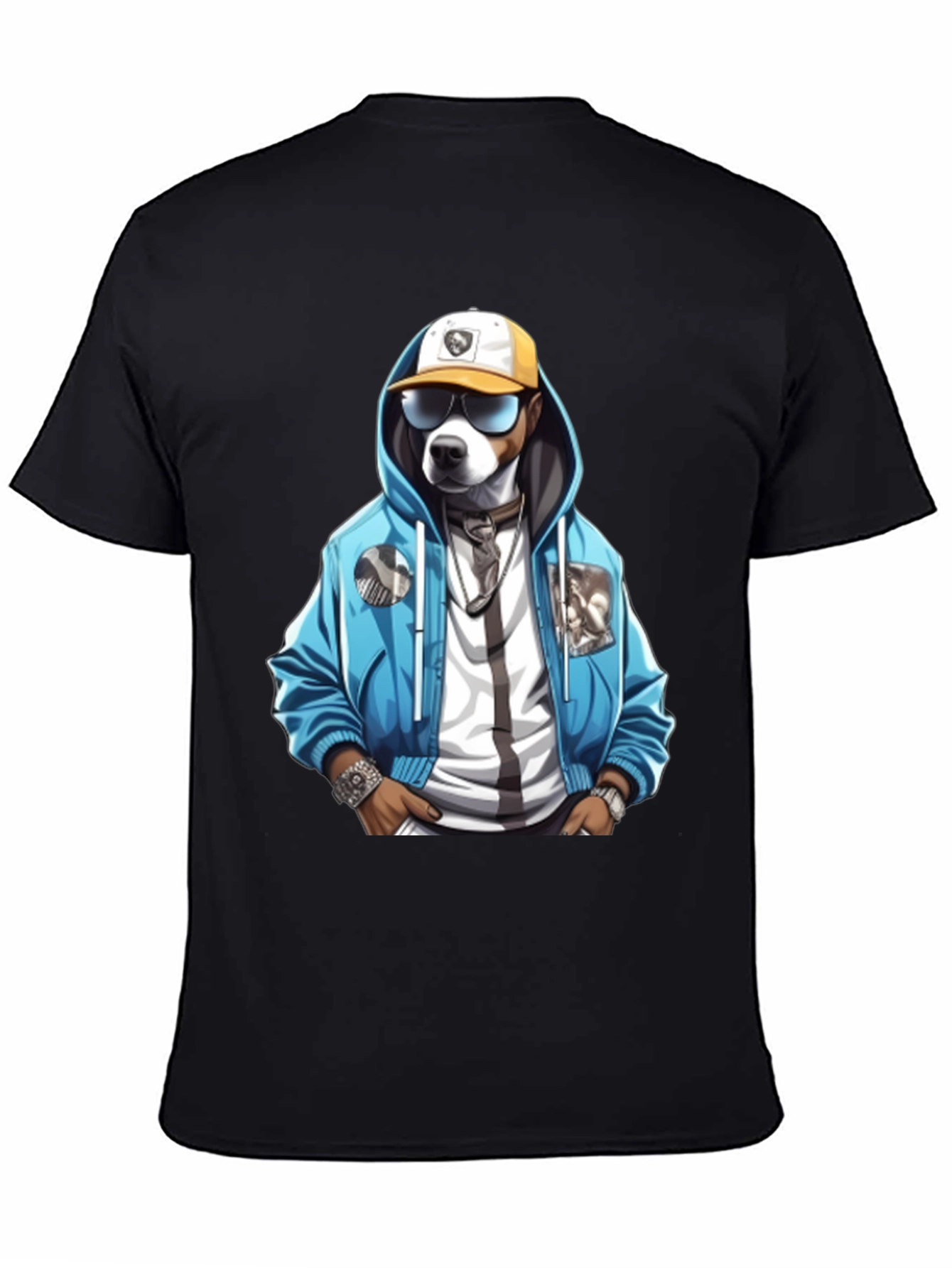Black Dog in Hoodie Graphic Tee - Cool Streetwear Style view 4