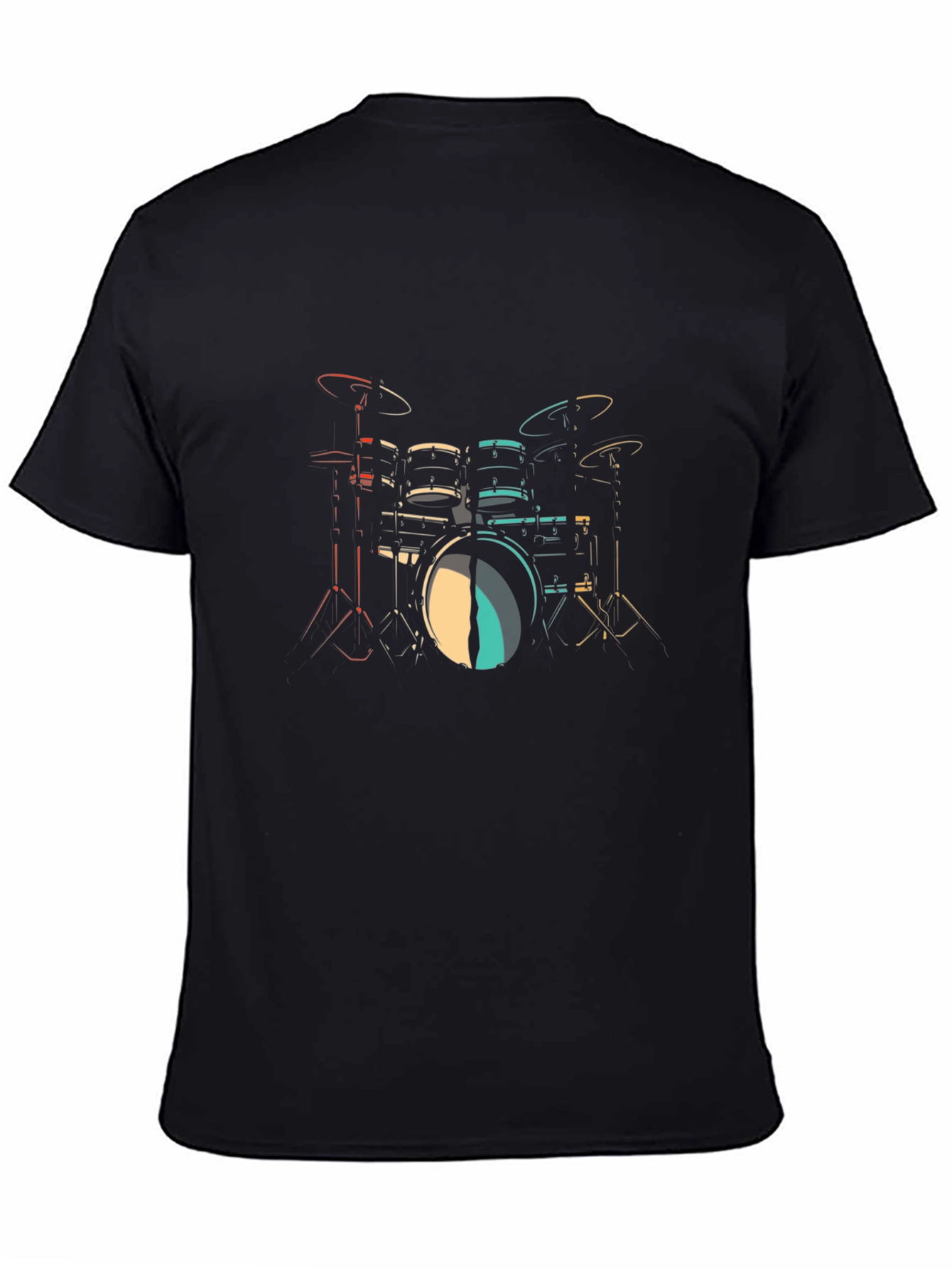 Black Drum Kit Graphic Print T-Shirt view 4