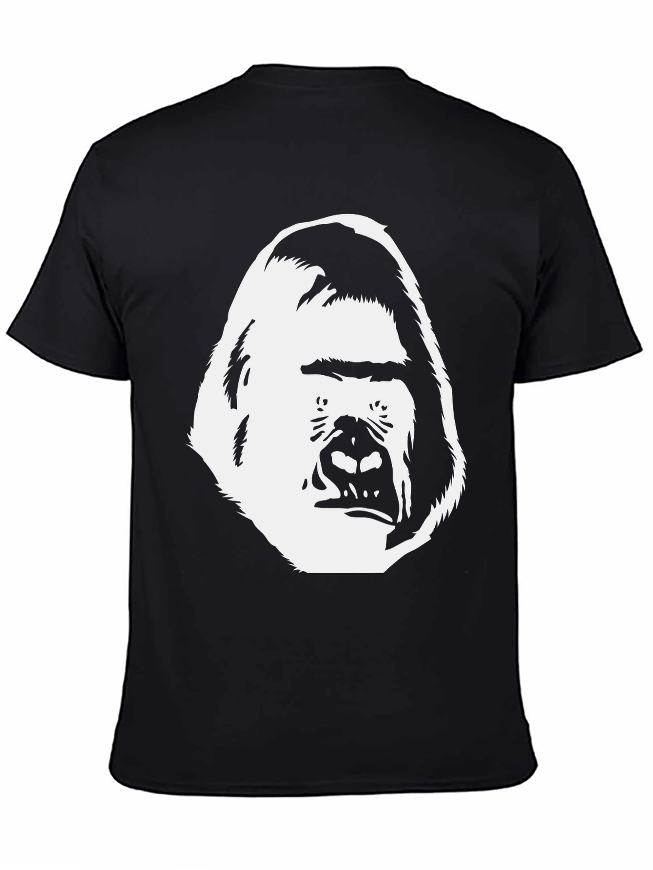 Black Gorilla Face Graphic Tee - Black Cotton T-Shirt view 4