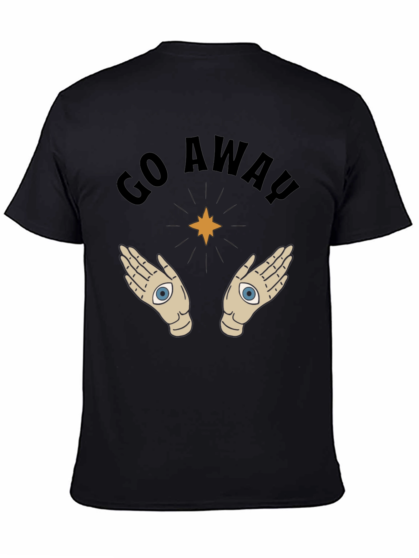 Black Go Away T-Shirt with Mystic Hands Graphic view 4