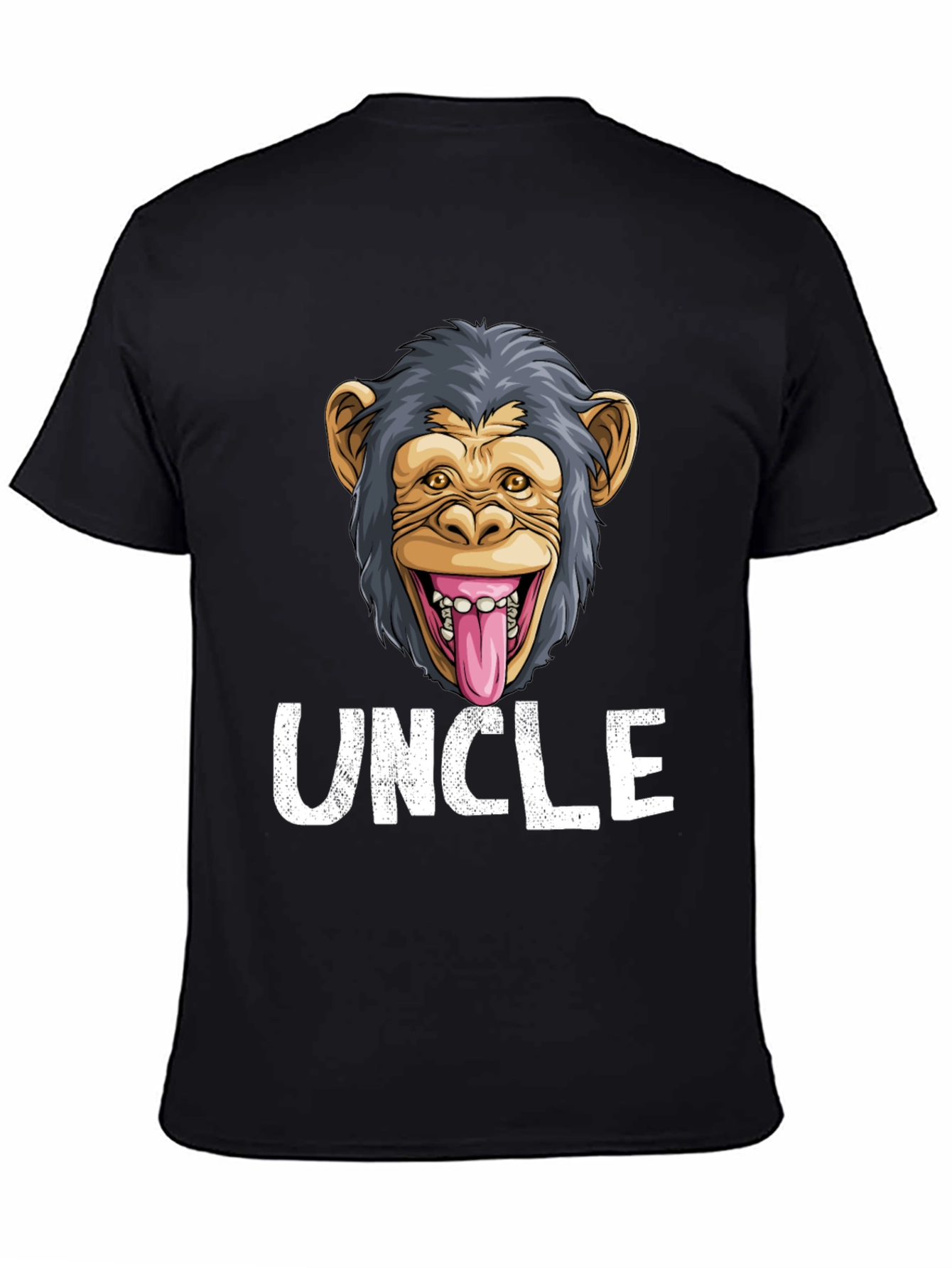 Black Uncle Monkey Face Graphic T-Shirt - Funny Tee view 4