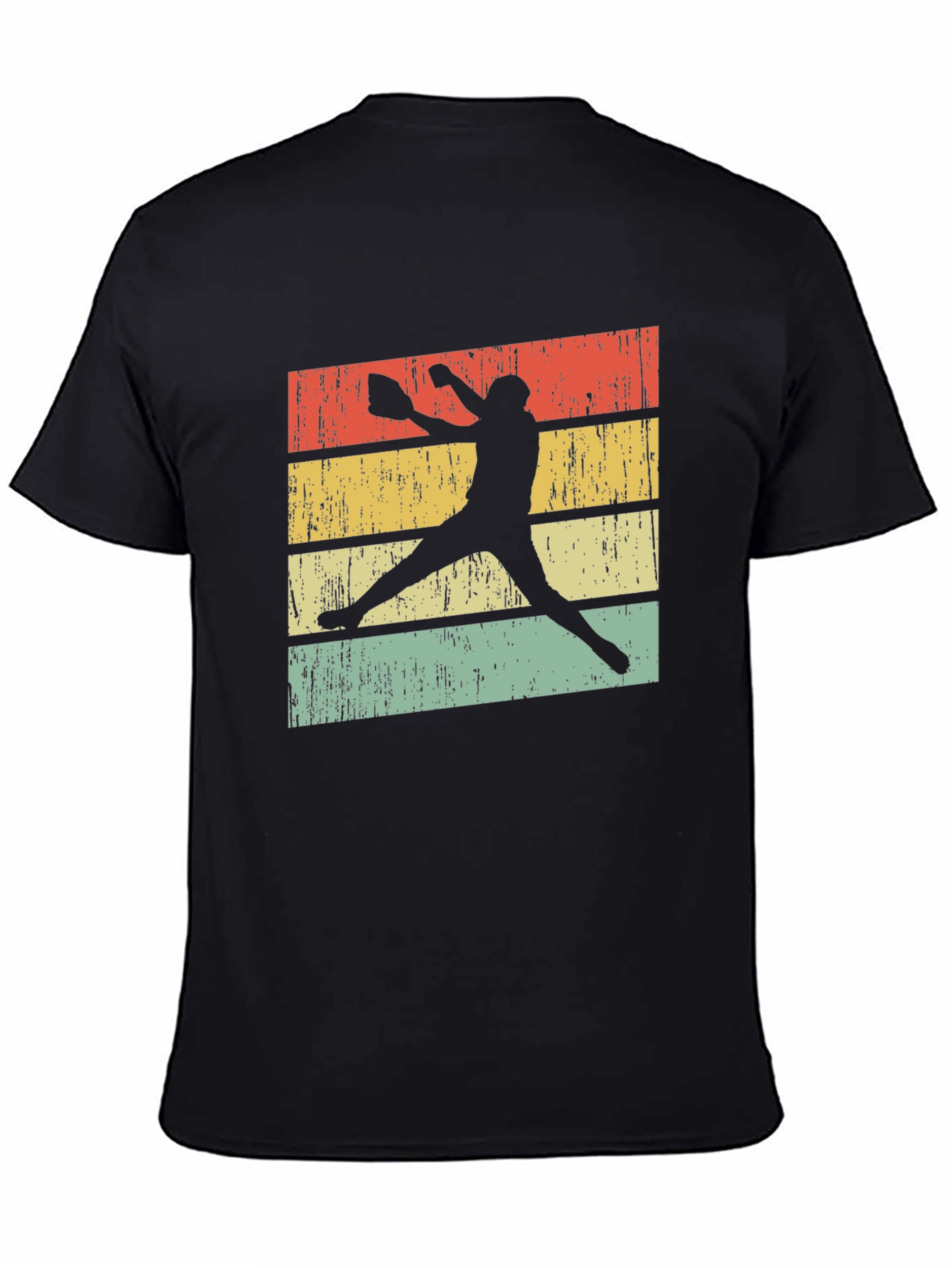 Black Vintage Softball Player T-Shirt view 4