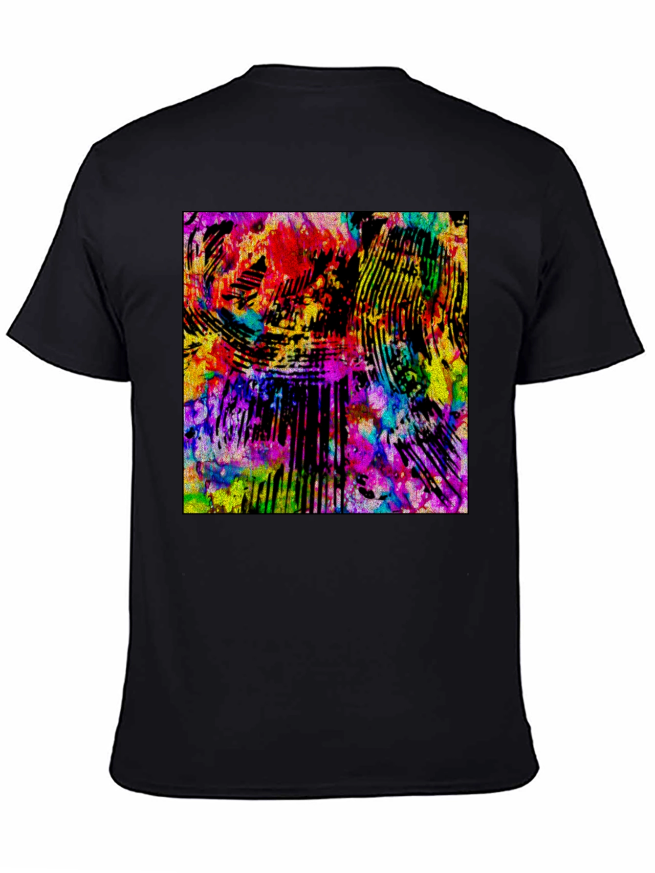 Black Abstract Art Graphic Print Black T-Shirt view 4
