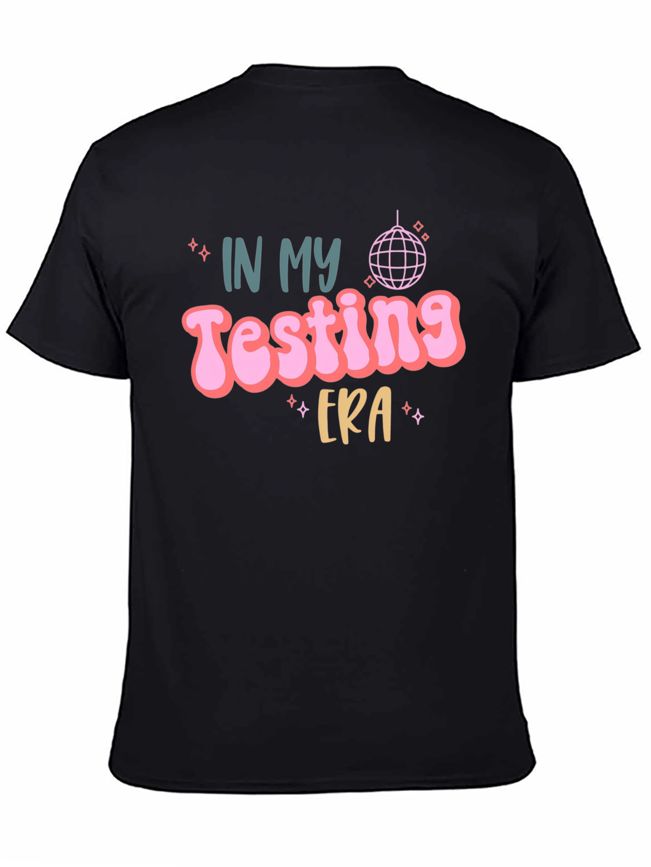 Black Testing Era Graphic Tee - Black Cotton T-Shirt view 4