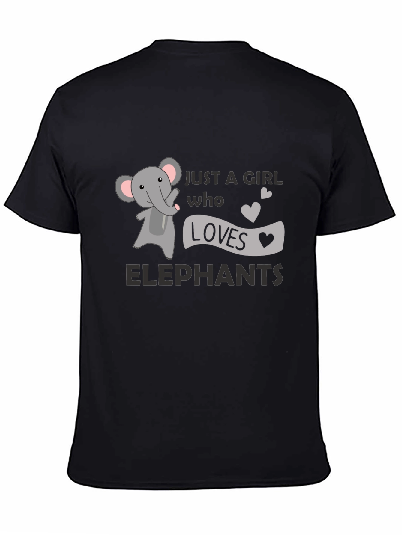 Black Just a Girl Who Loves Elephants T-Shirt - Black view 4