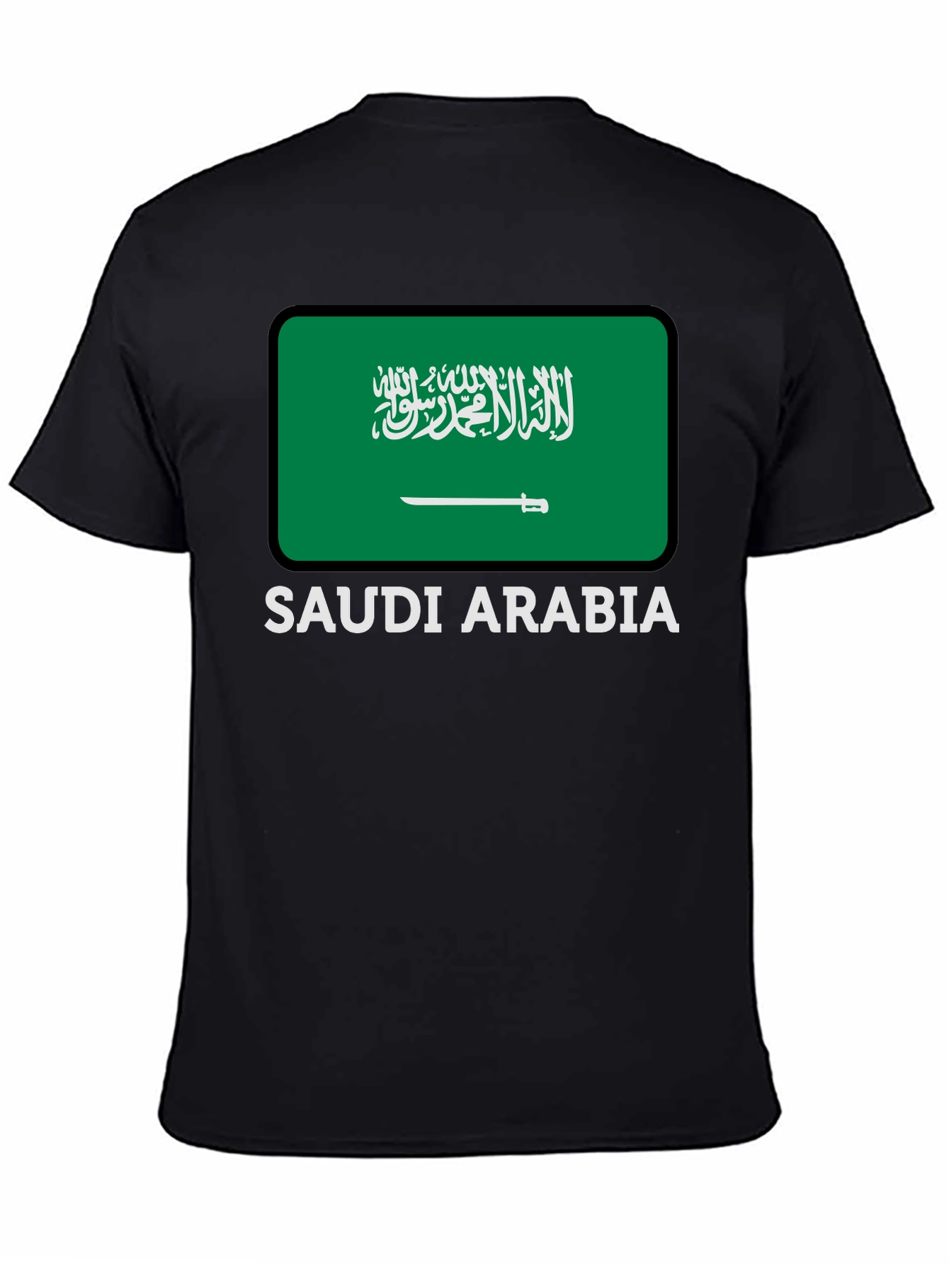 Black Saudi Arabia Flag Graphic Tee - Black Cotton T-Shirt view 4