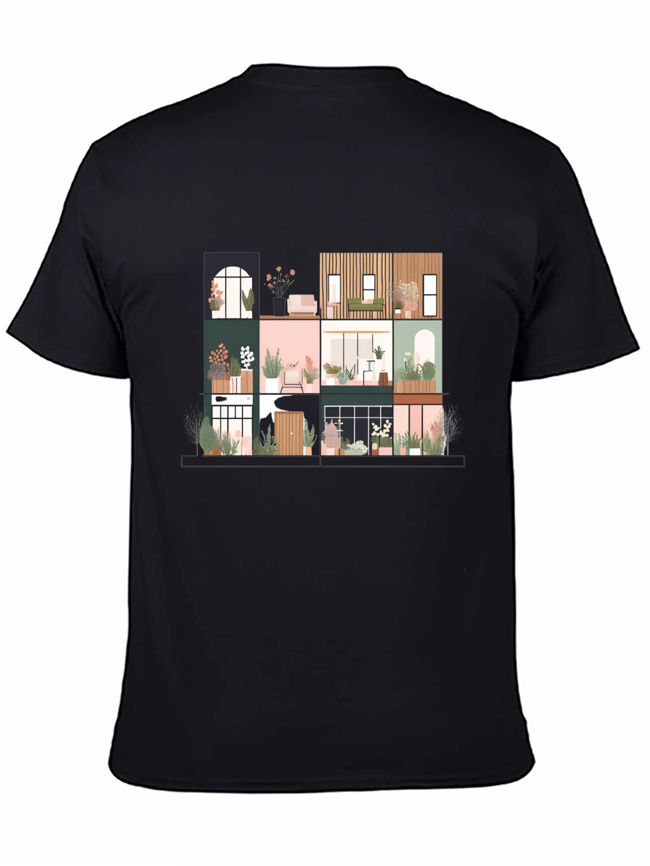 Black Urban Living T-Shirt - Stylish City Home Design view 4