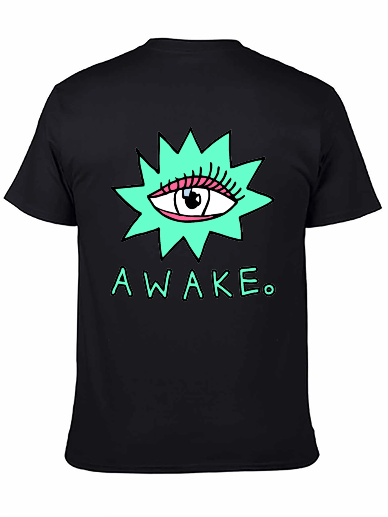 Black Eye-Catching "Awake" Graphic Print Black T-Shirt view 4