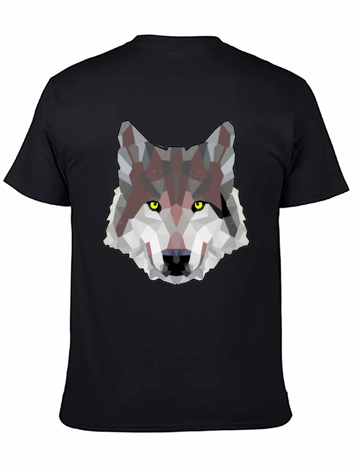 Black Geometric Wolf Graphic Print Men's T-Shirt view 4