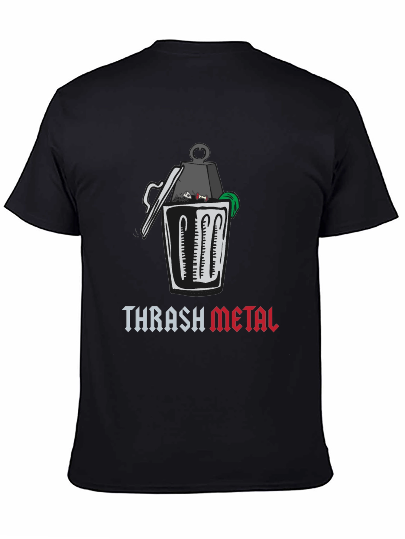 Black Thrash Metal Graphic T-Shirt - Humor Tee view 4